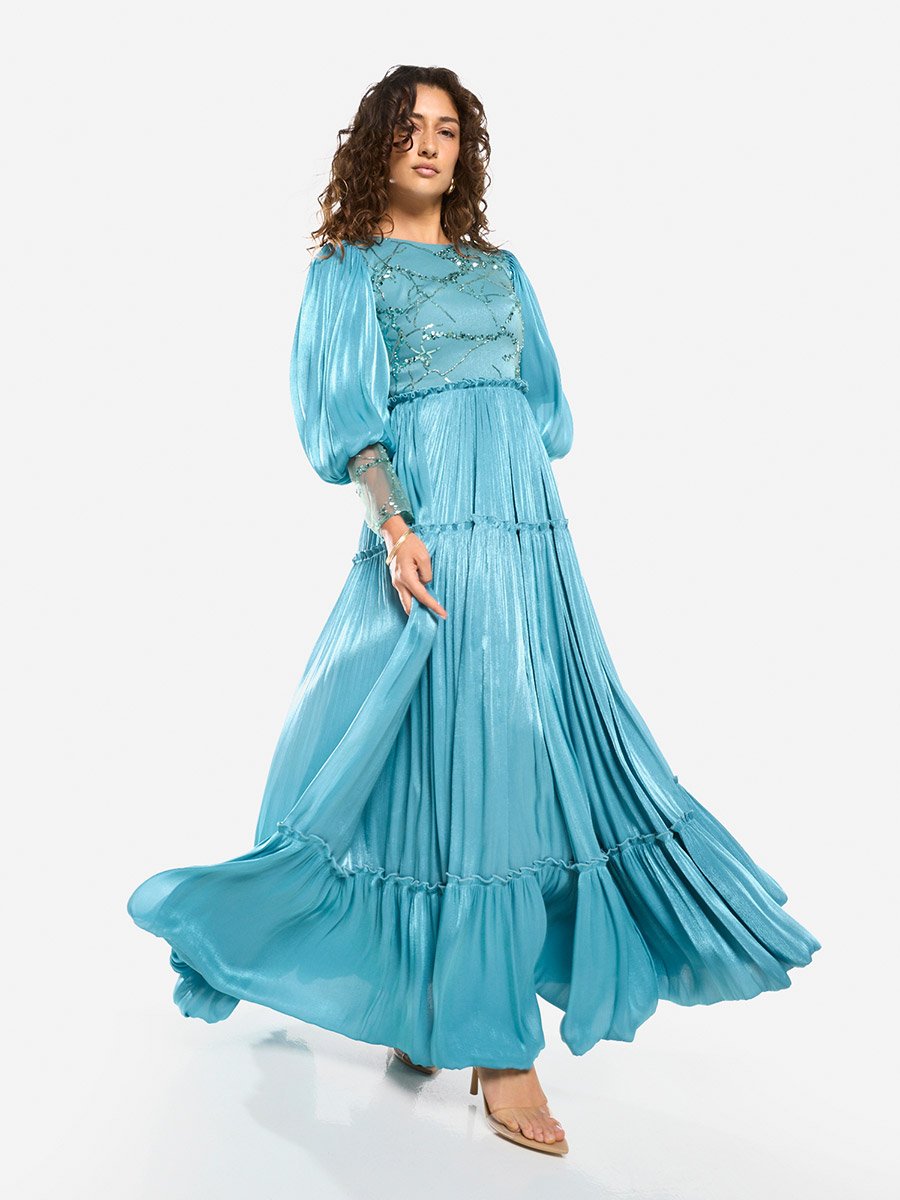 Embellished Tiered Maxi Dress