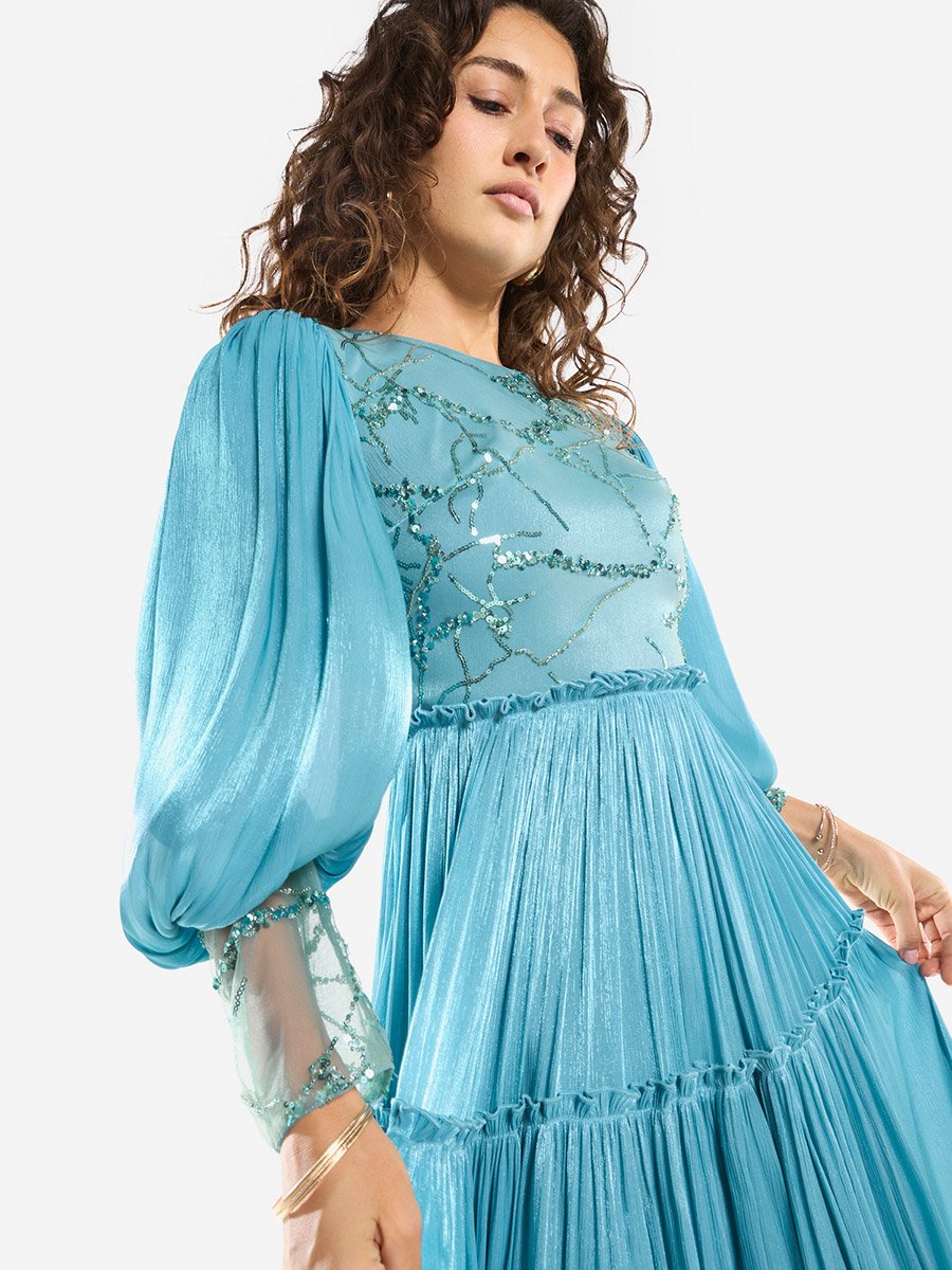 Embellished Tiered Maxi Dress