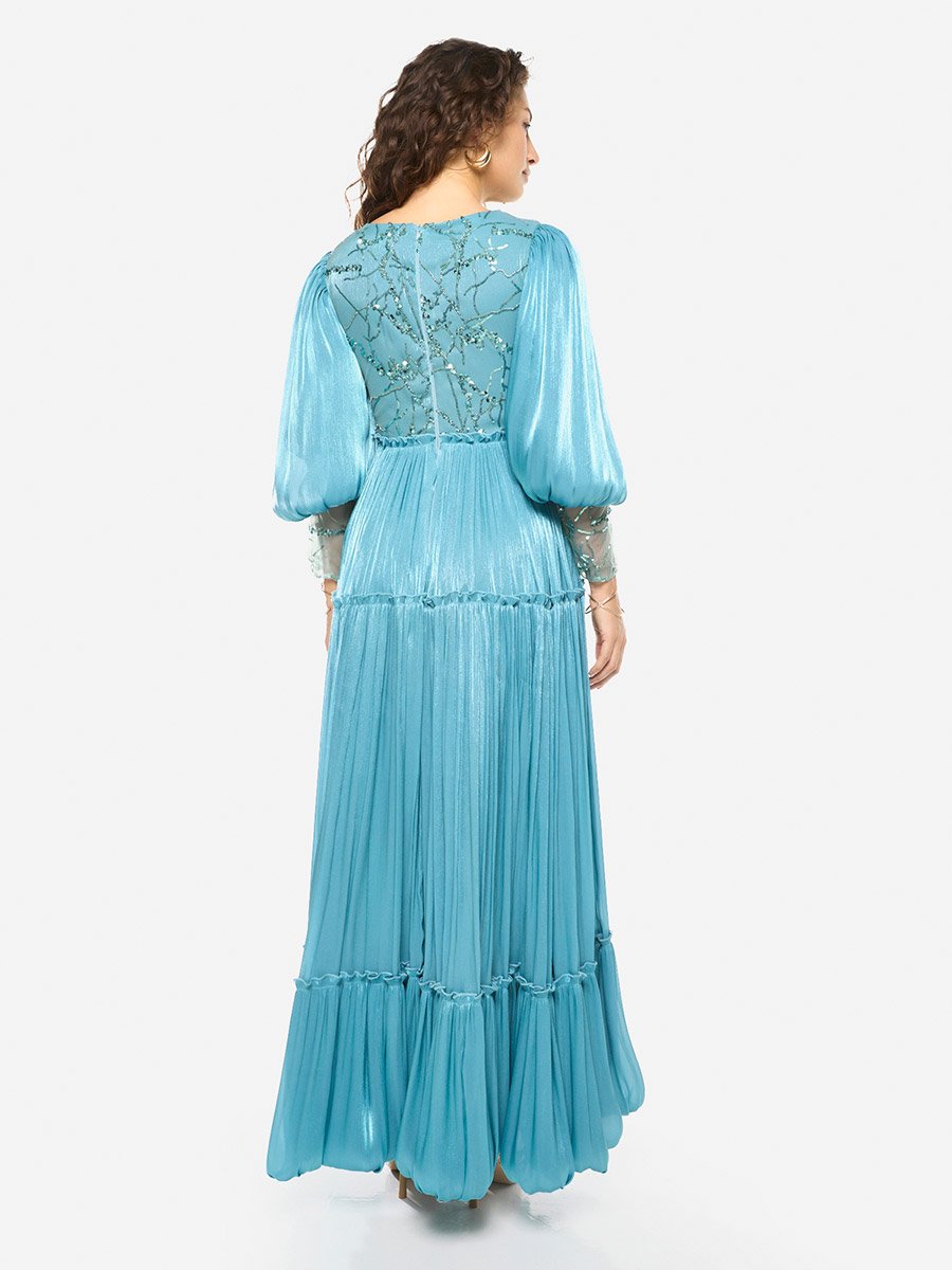 Embellished Tiered Maxi Dress