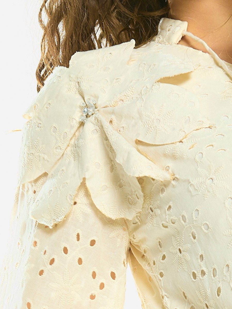 Bow Detail Lace Cut-Out Maxi Dress