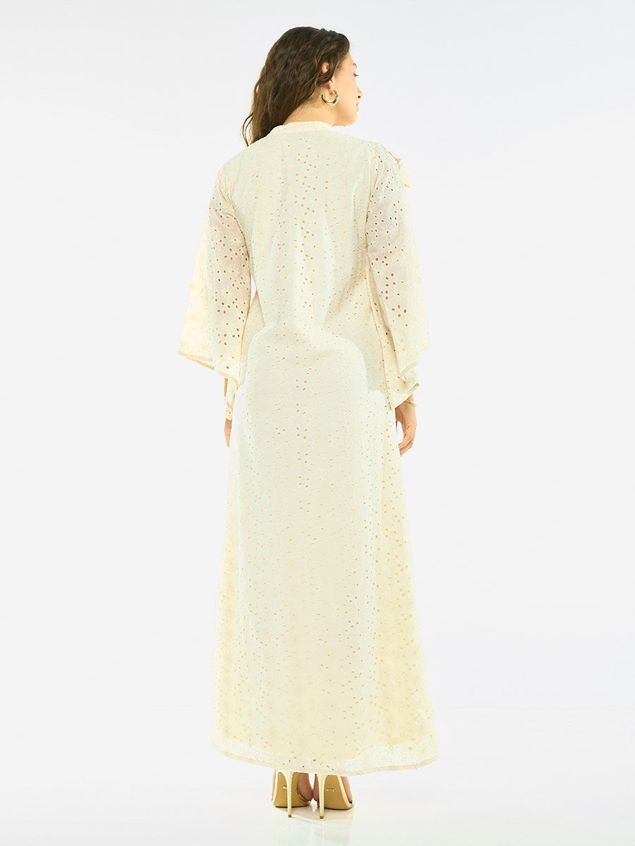 Bow Detail Lace Cut-Out Maxi Dress