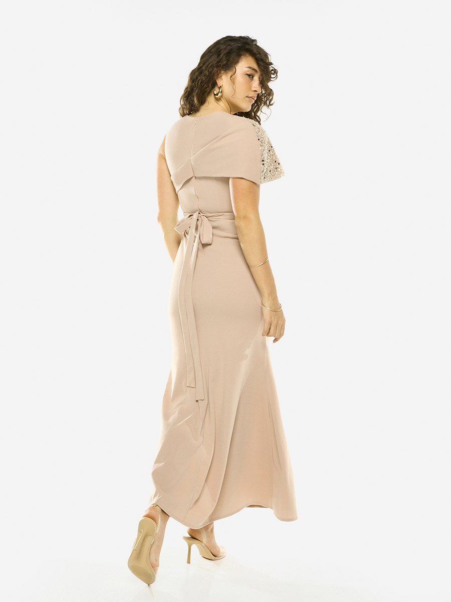 Embellished Overlay Gown Maxi Dress