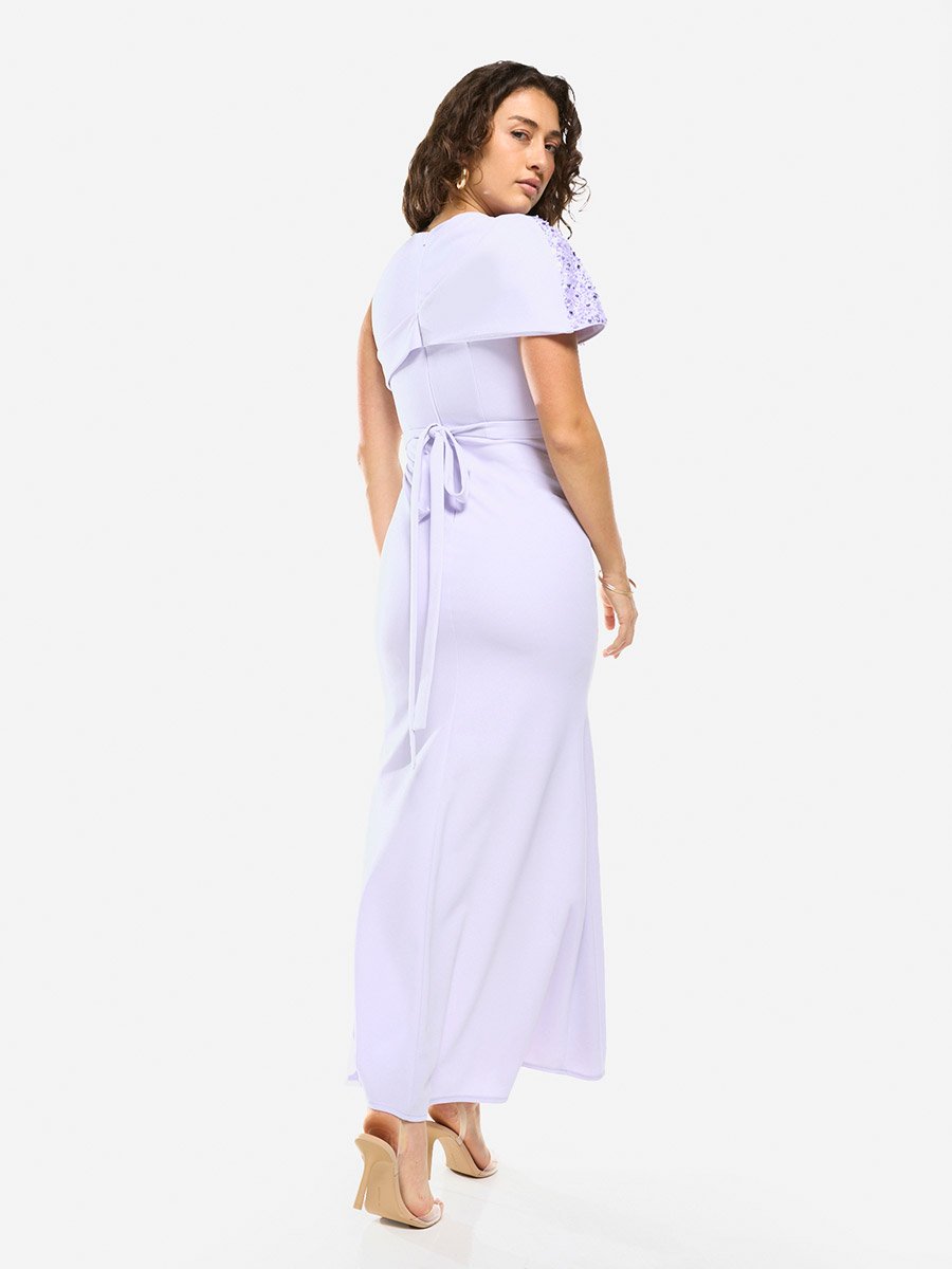 Embellished Overlay Gown Maxi Dress