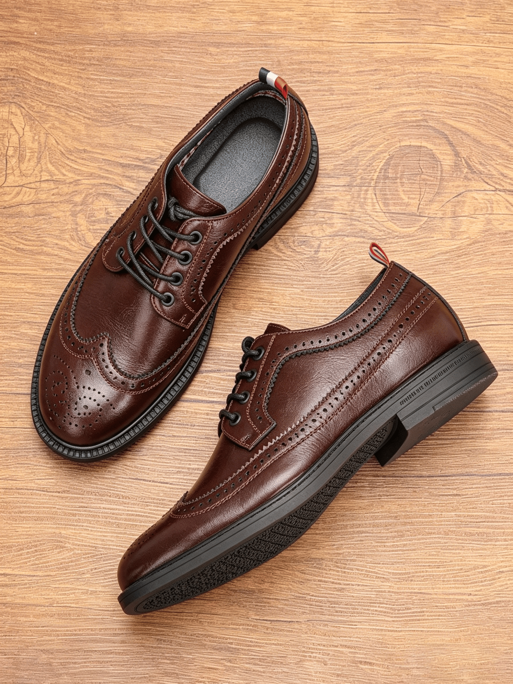 Men Burgundy Brogue Derby Formal Shoes