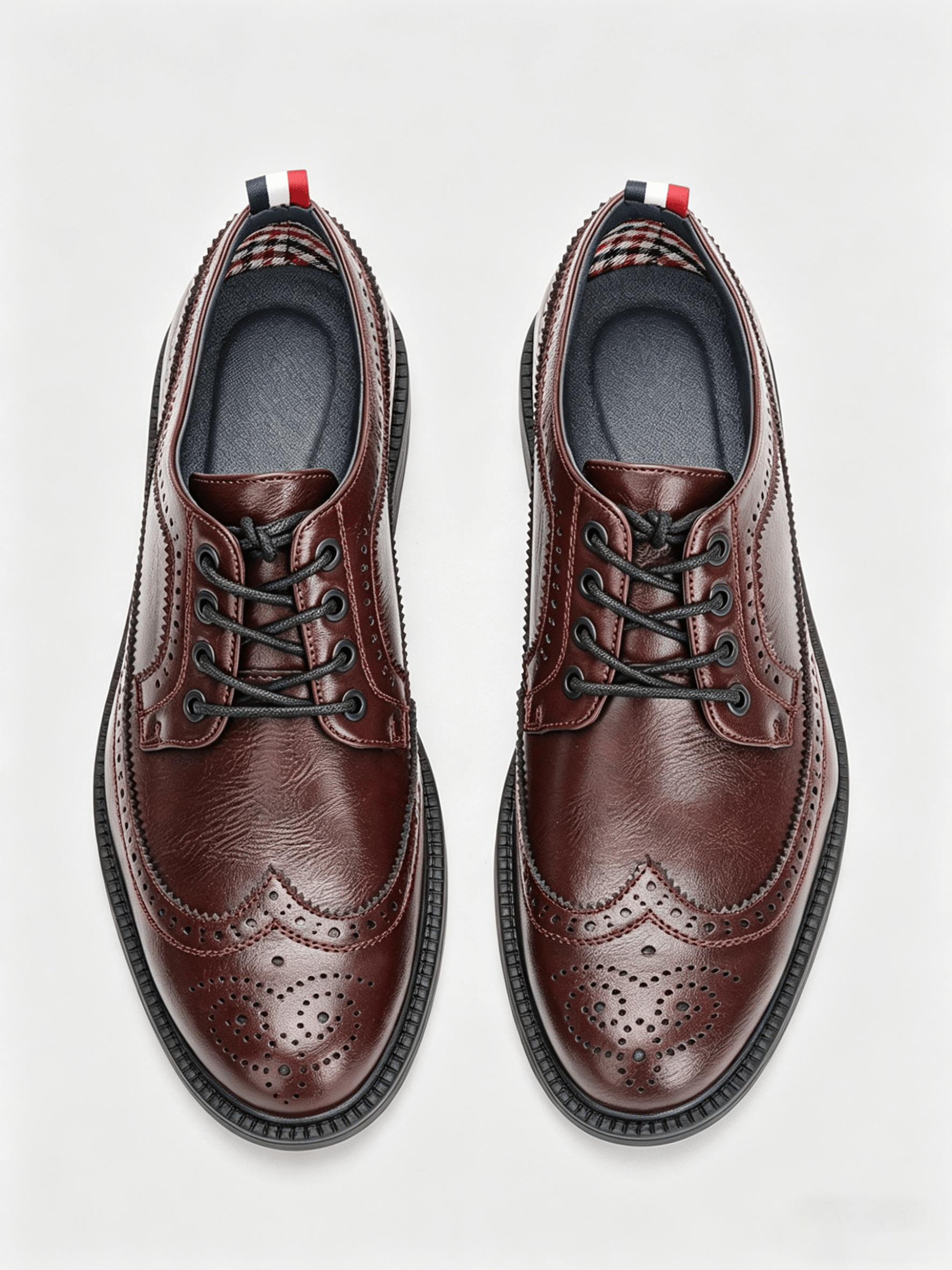 Men Burgundy Brogue Derby Formal Shoes