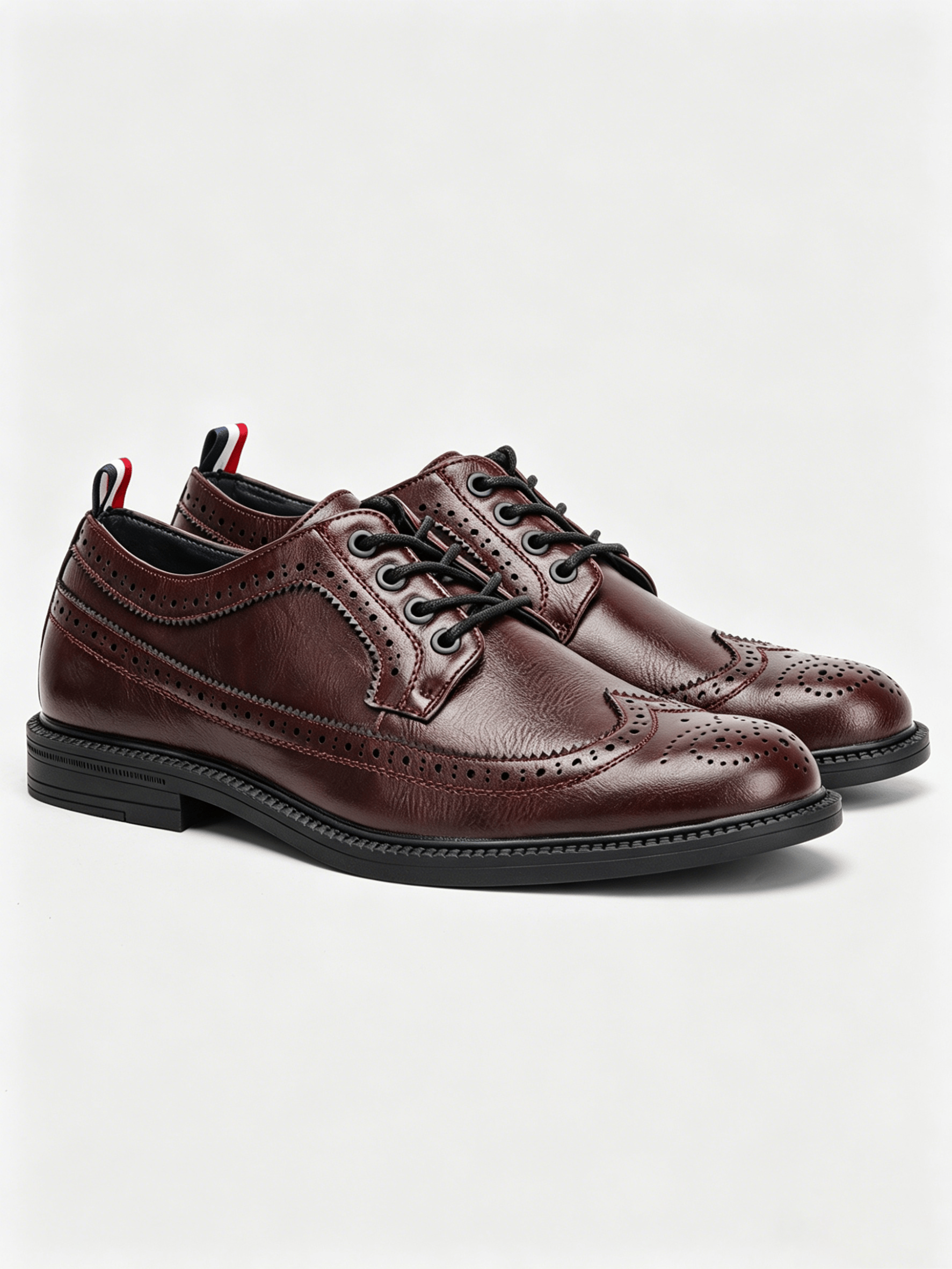 Men Burgundy Brogue Derby Formal Shoes