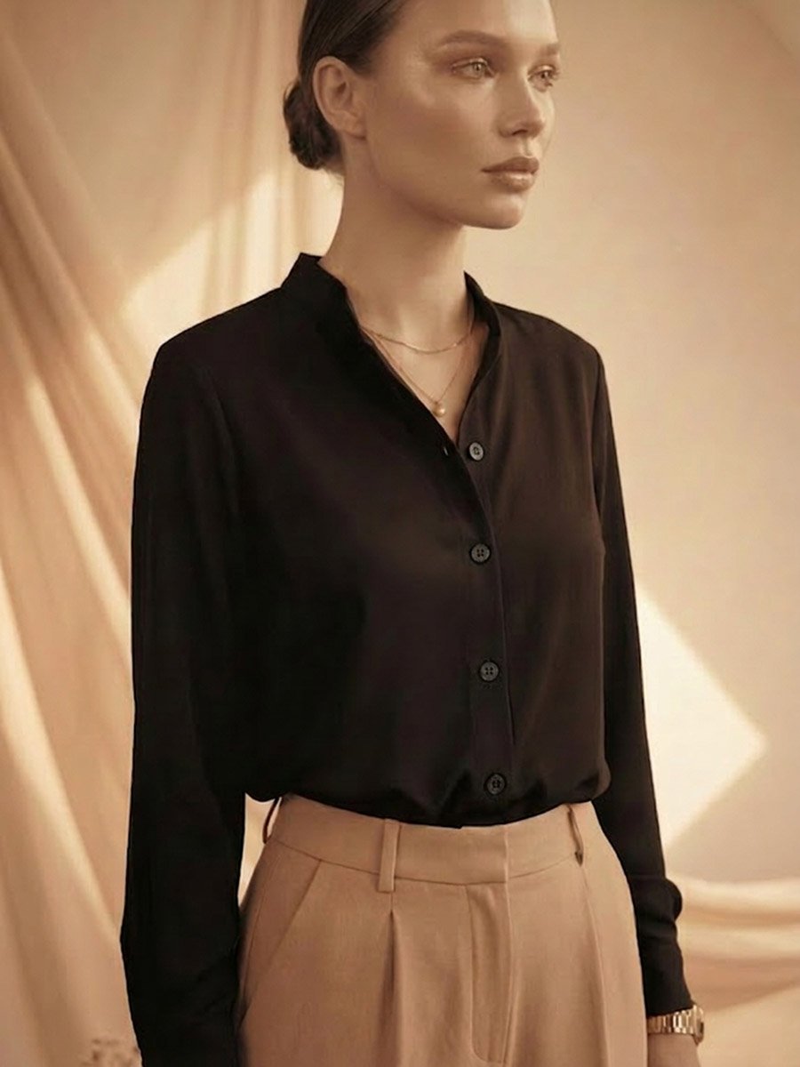 Black Solid Regular Fit Shirt