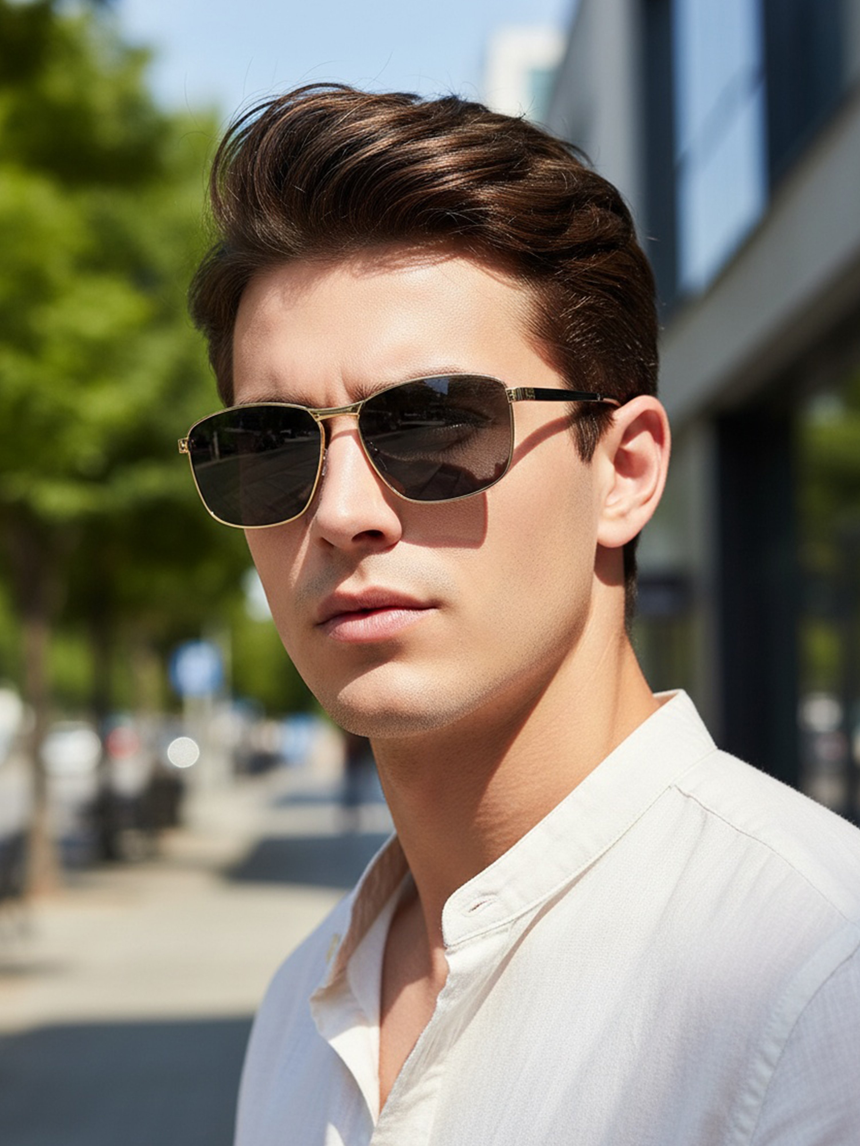 Gold Square Frame Sunglasses