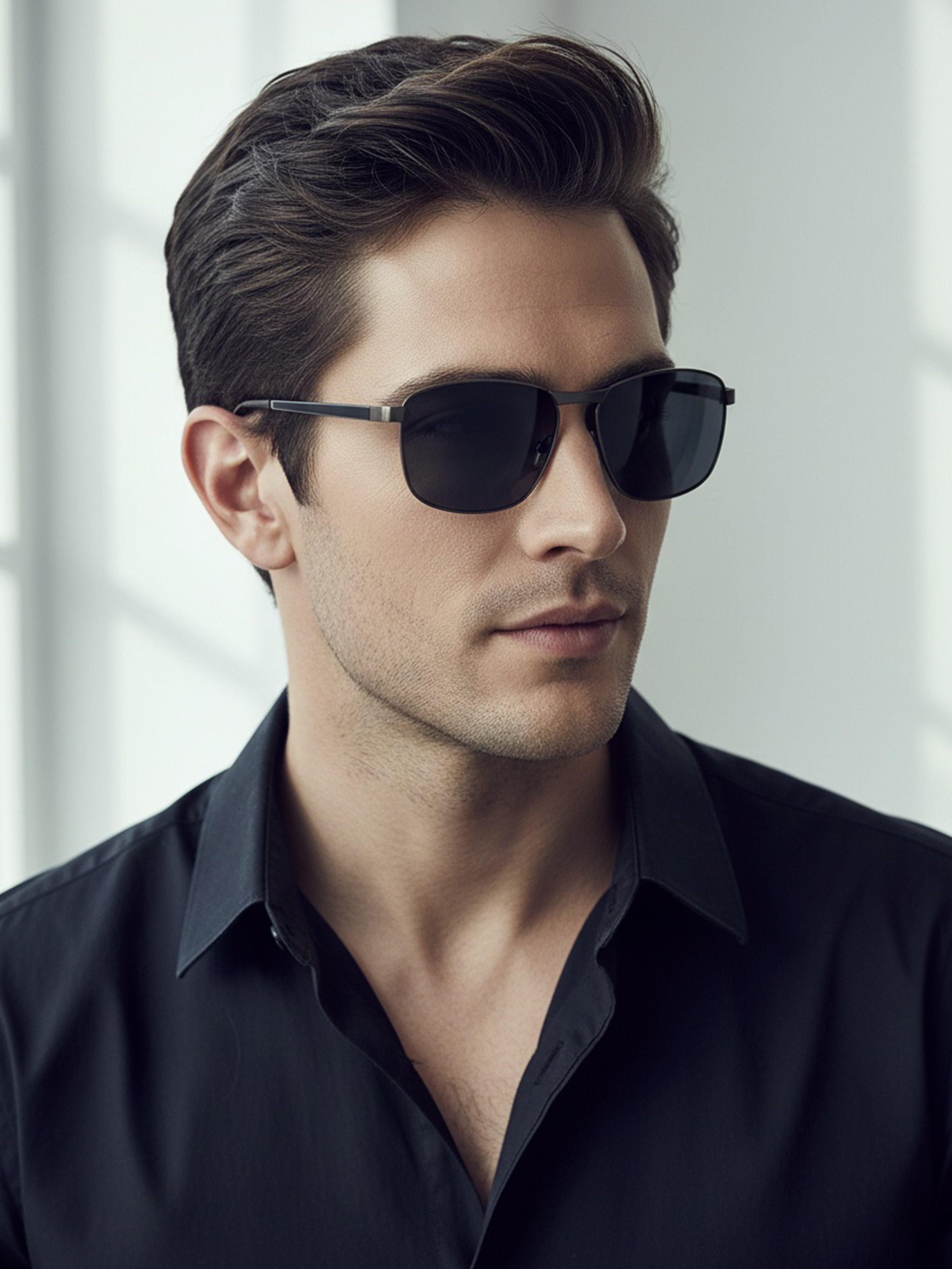 Grey Square Frame Sunglasses