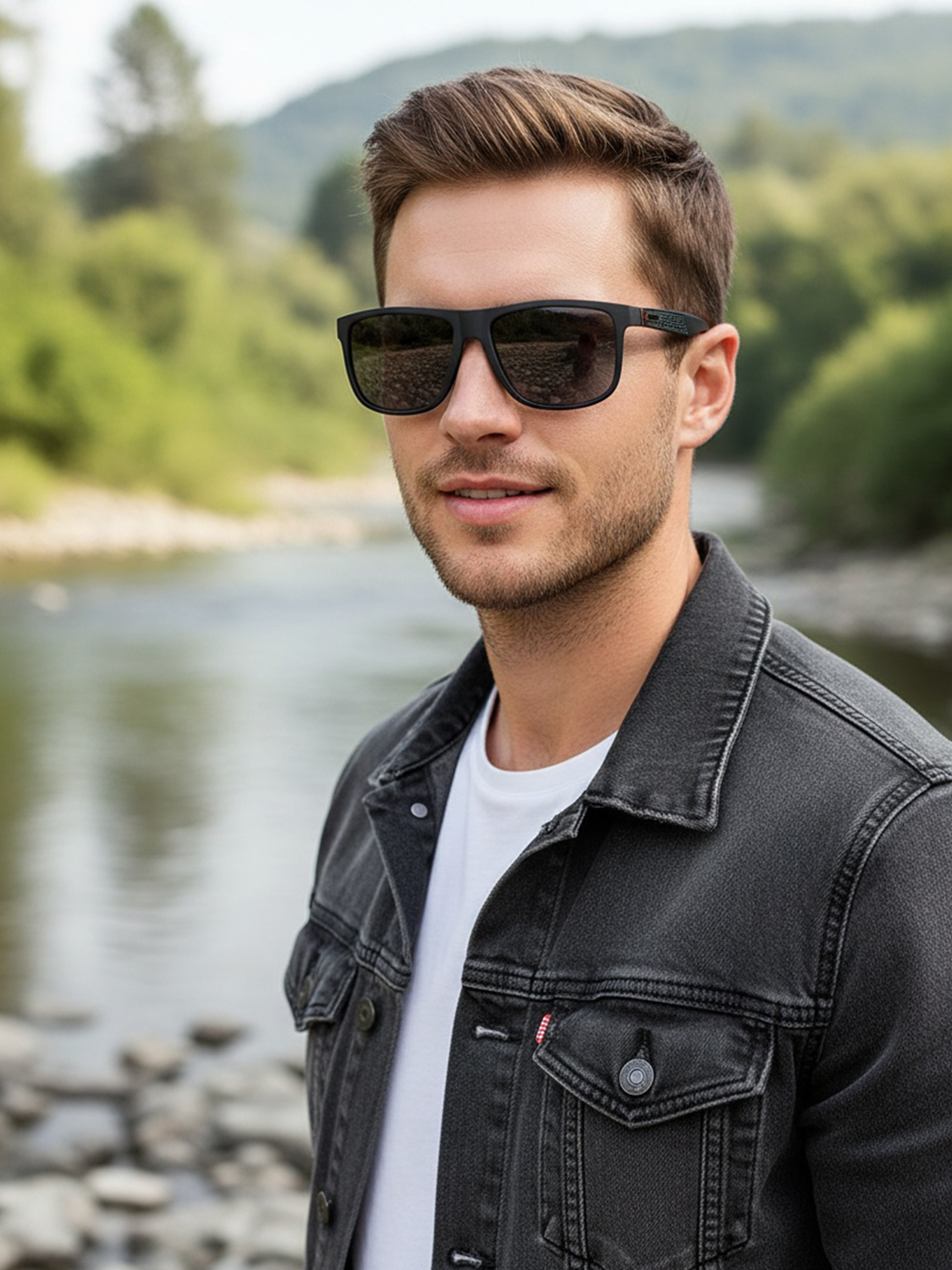 Square Green-Tinted Sunglasses