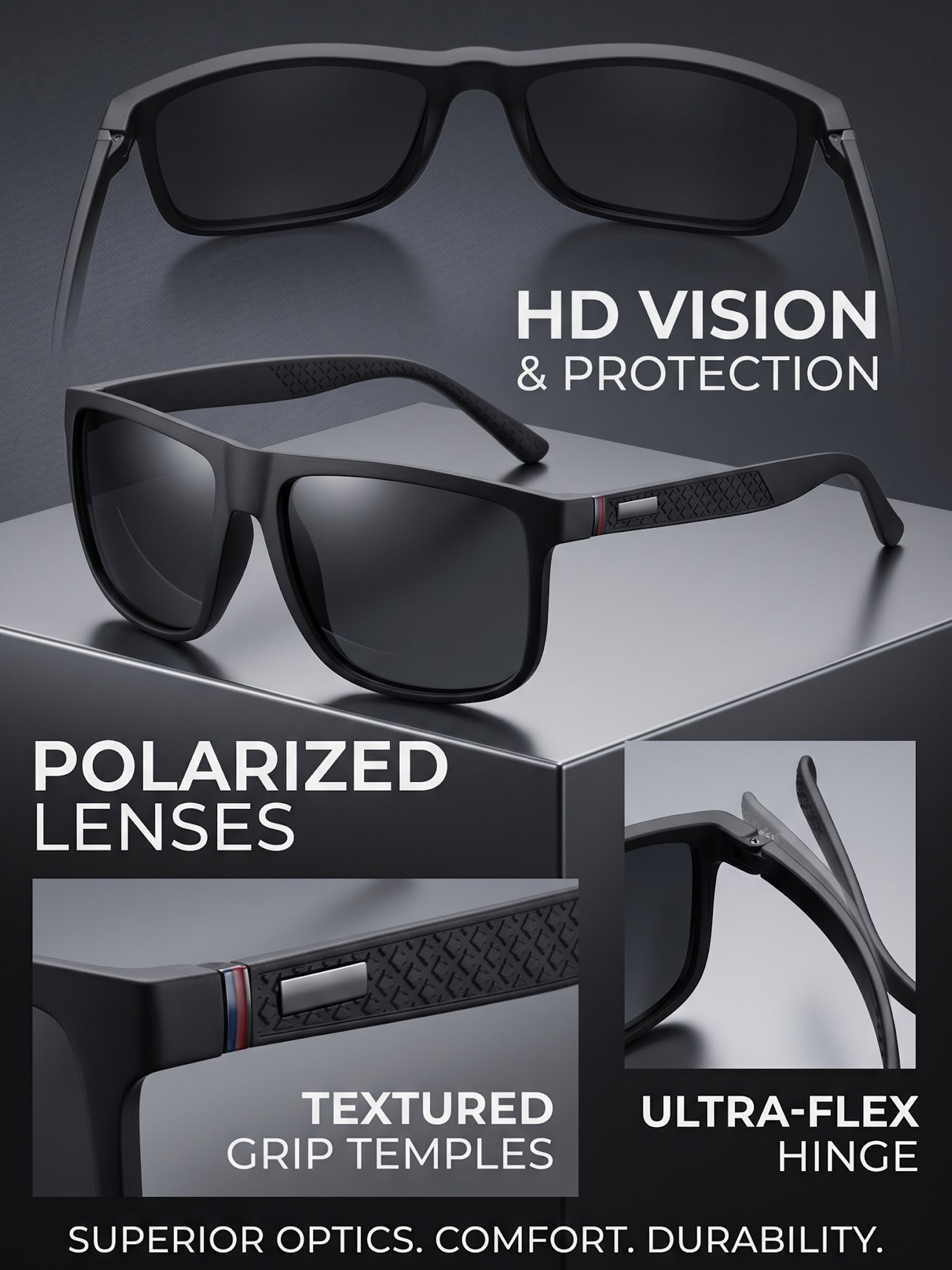 Square Green-Tinted Sunglasses