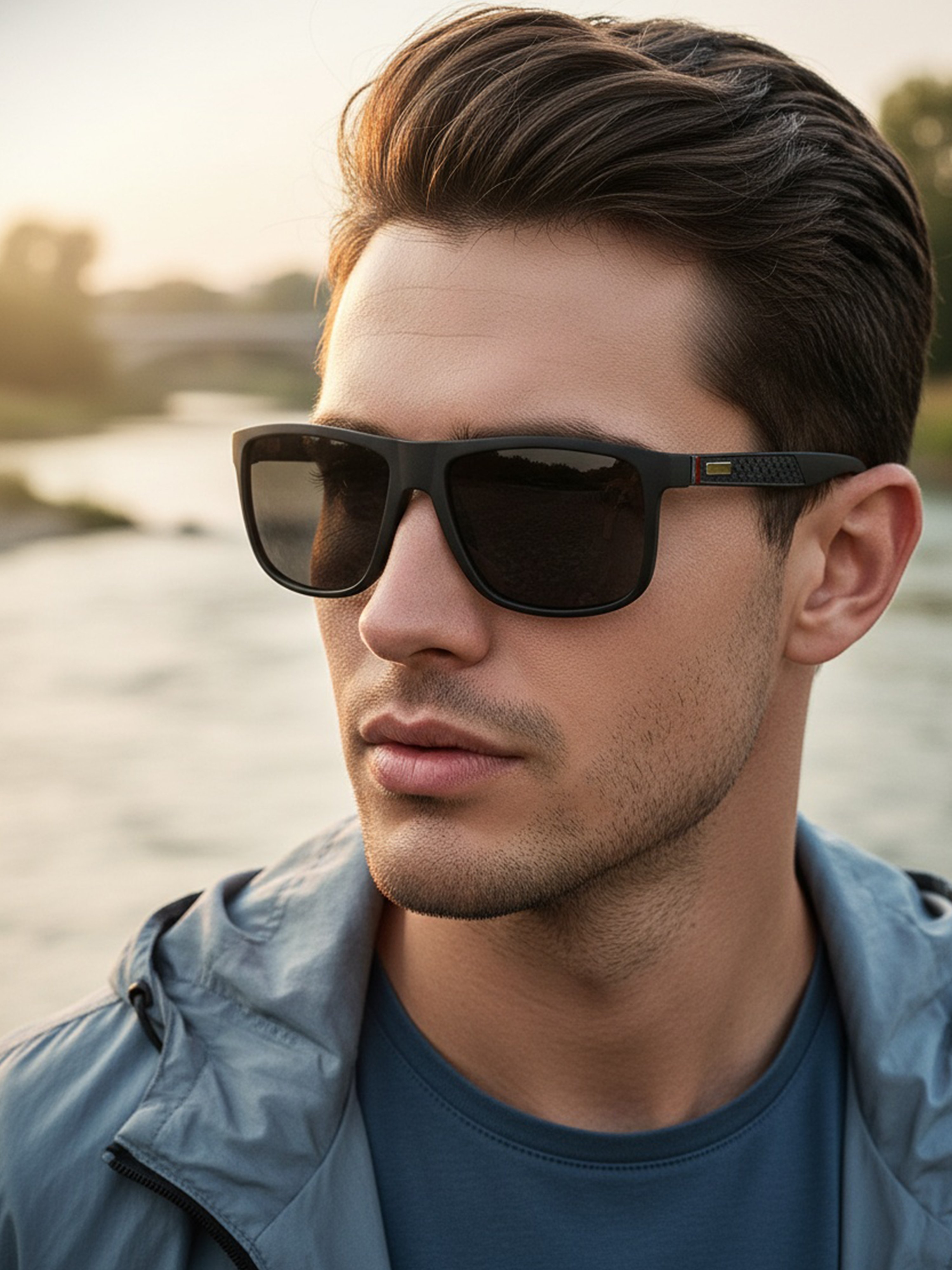 Square Green-Tinted Sunglasses