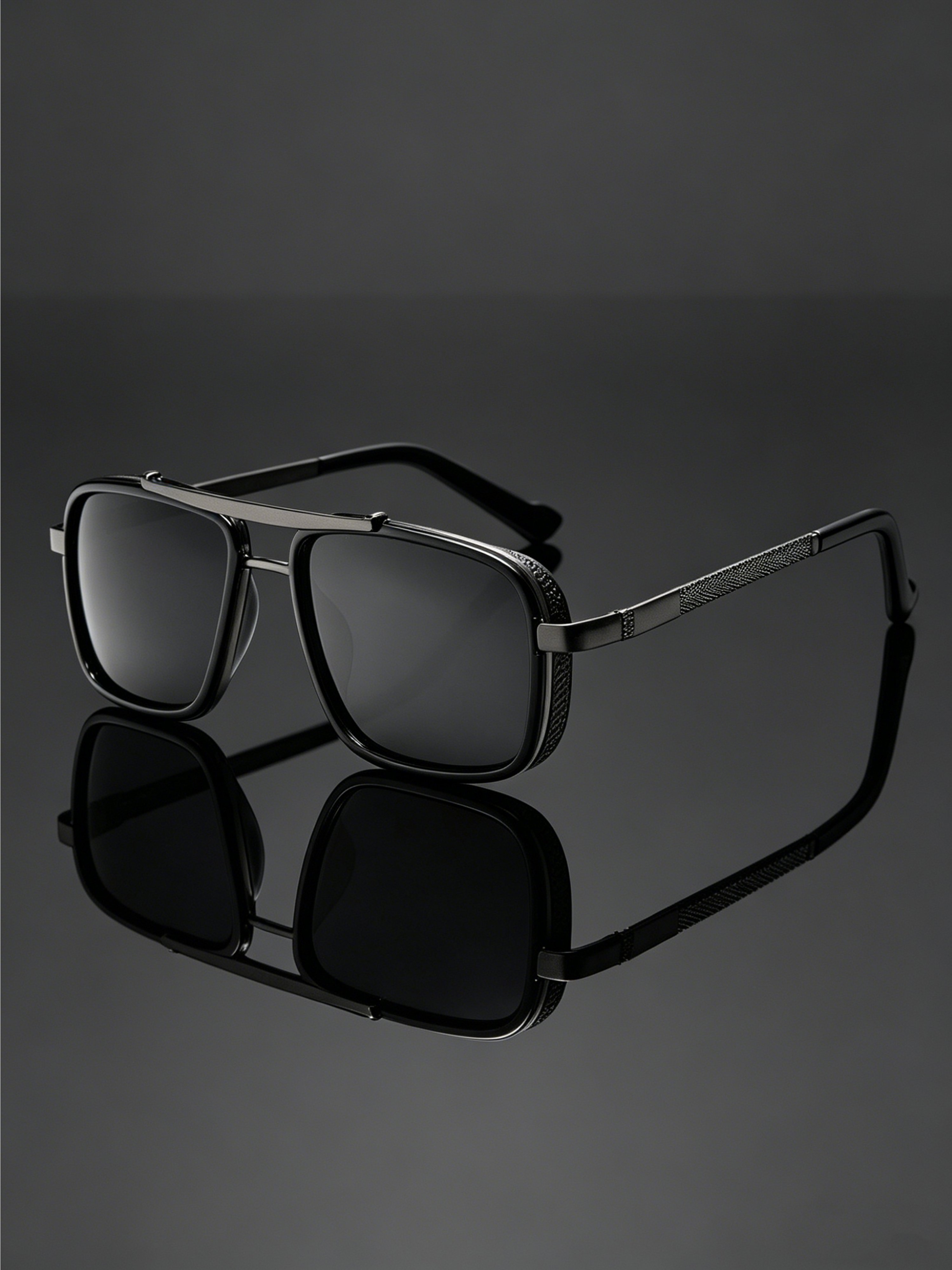 Men Grey Square Sunglasses