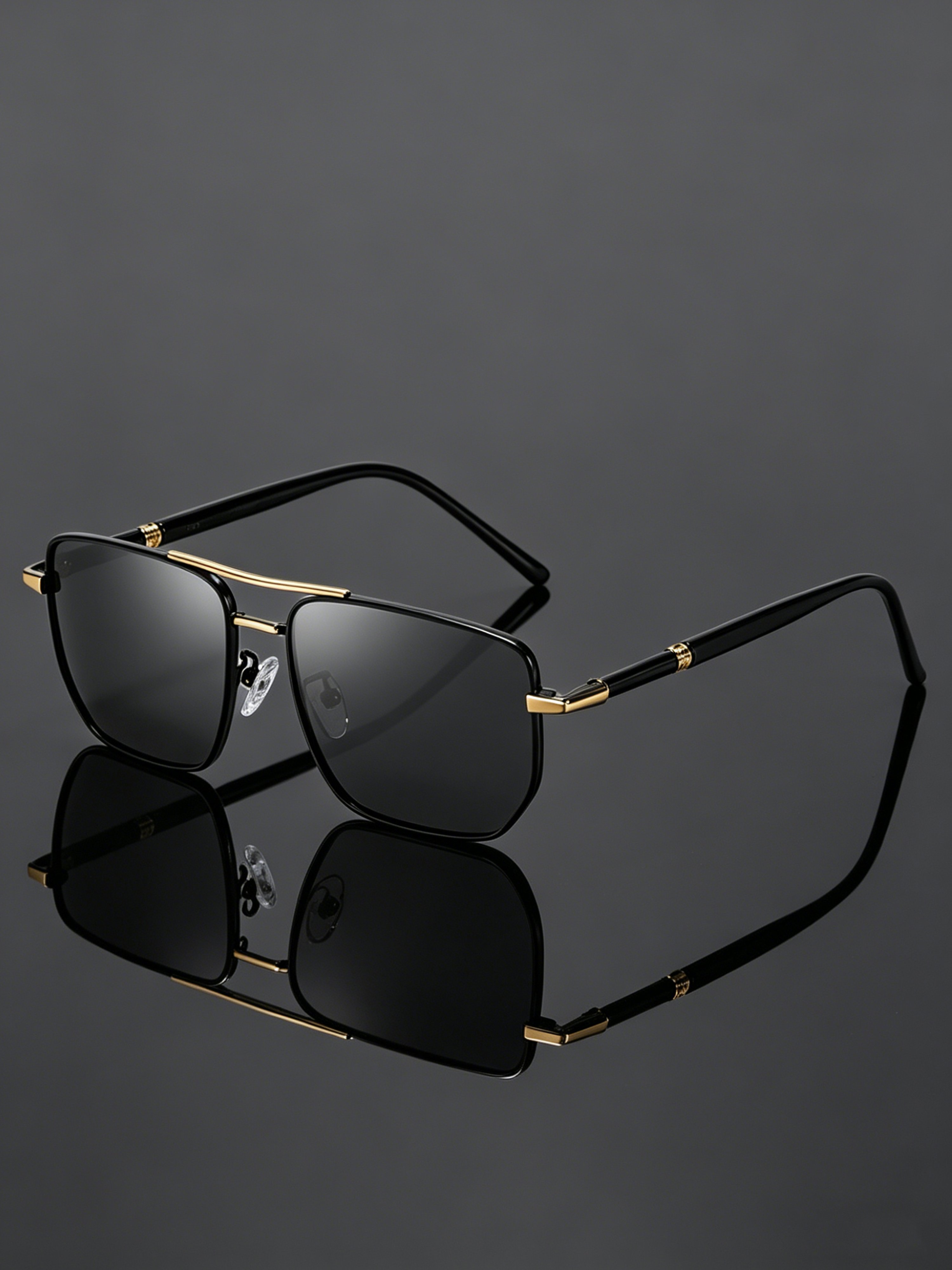 Gold Square Aviator Sunglasses