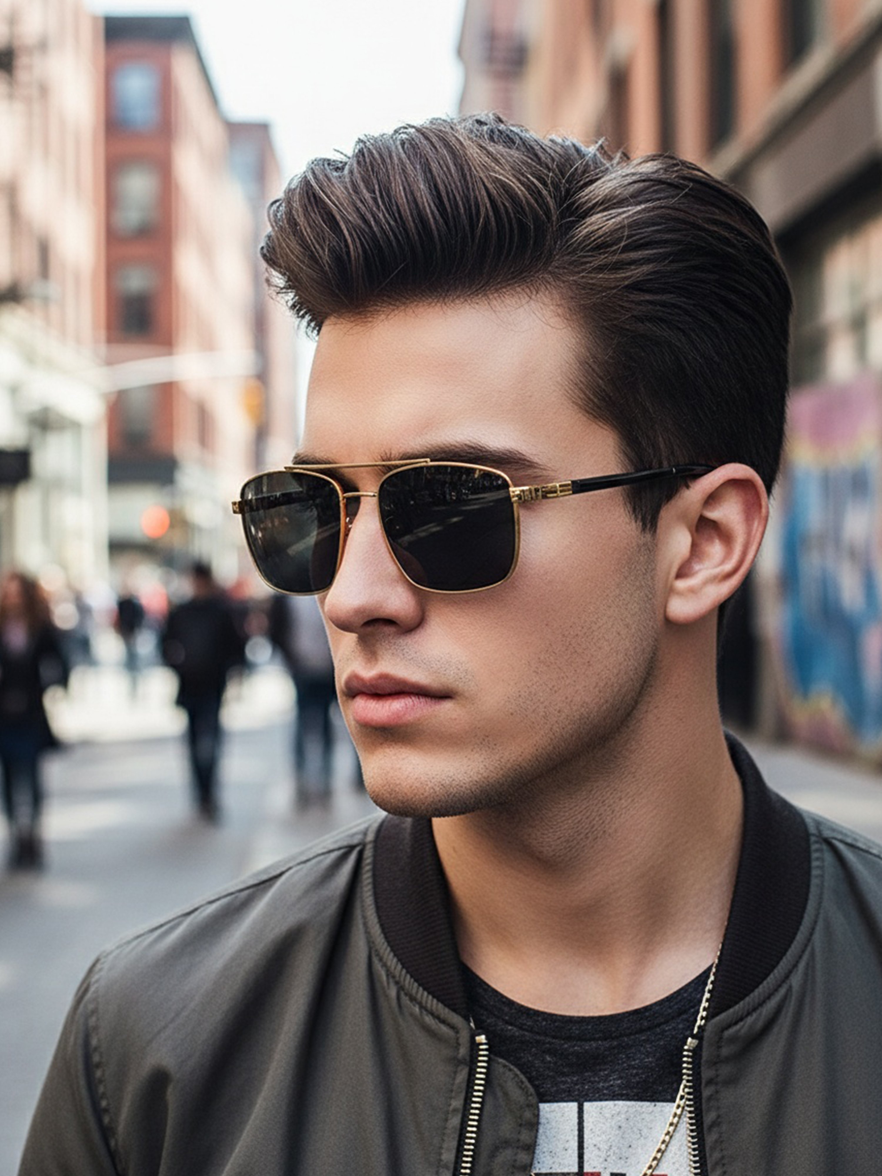 Gold Square Frame Sunglasses