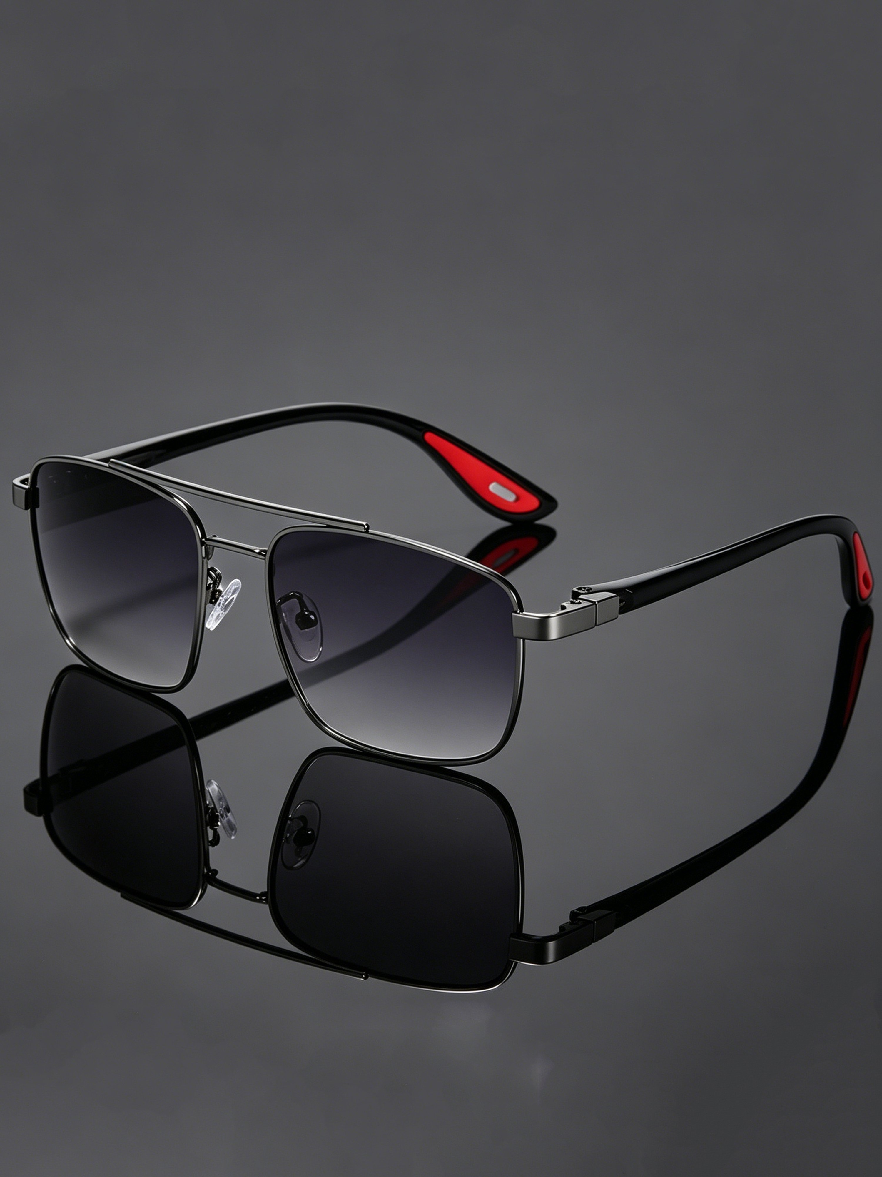 Silver Square Aviator Sunglasses