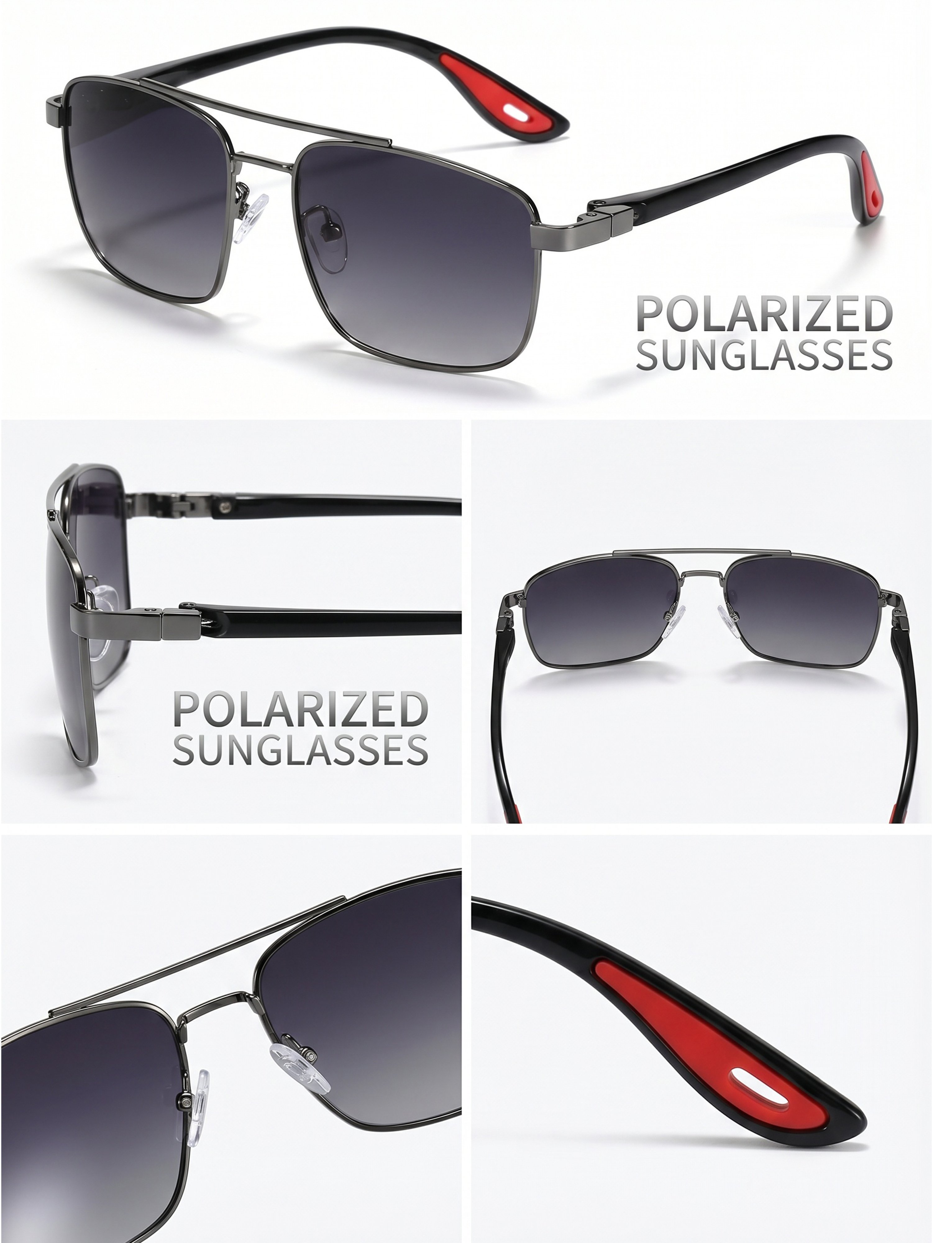 Silver Square Aviator Sunglasses