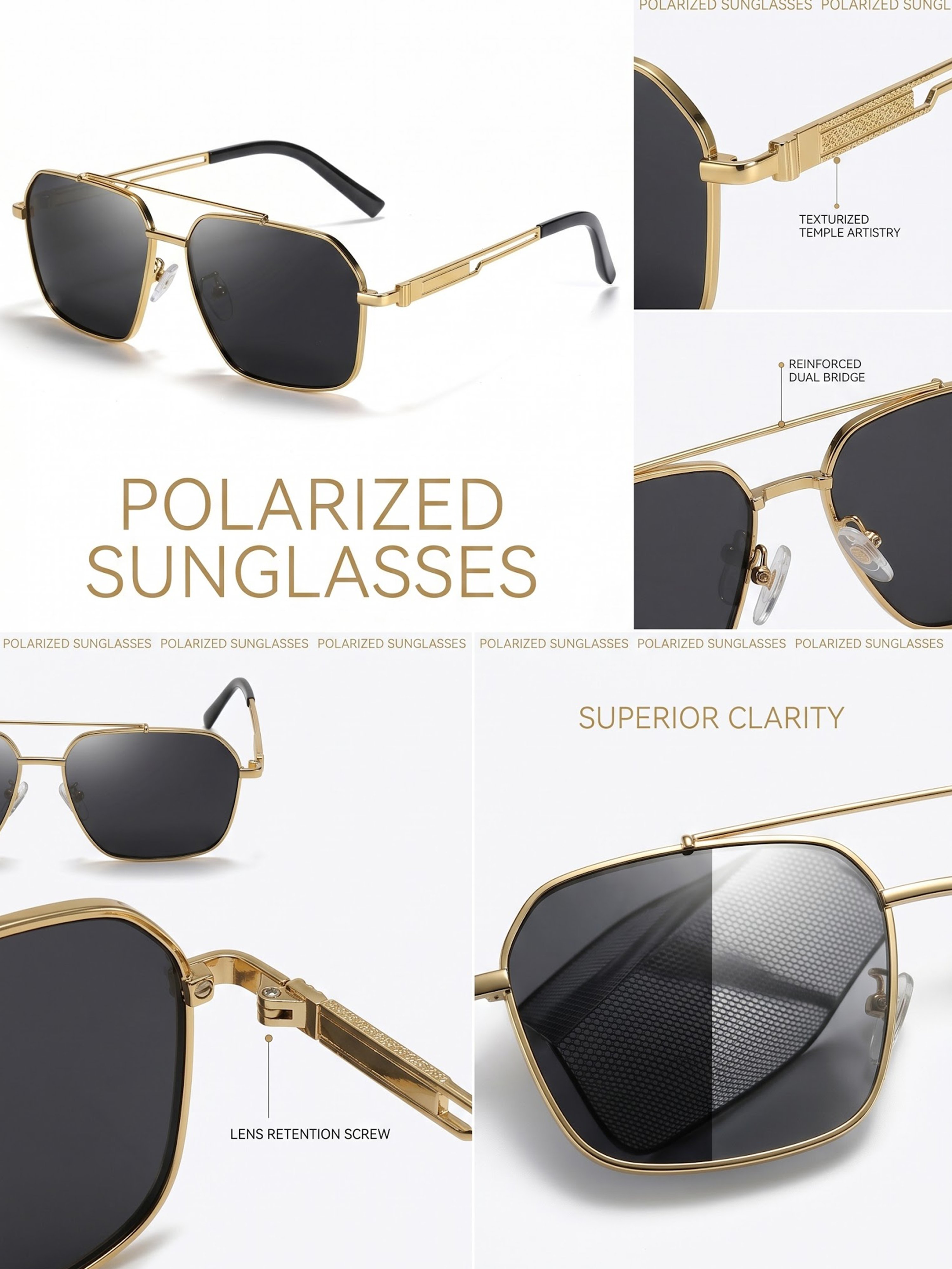 Golden Aviator Sunglasses