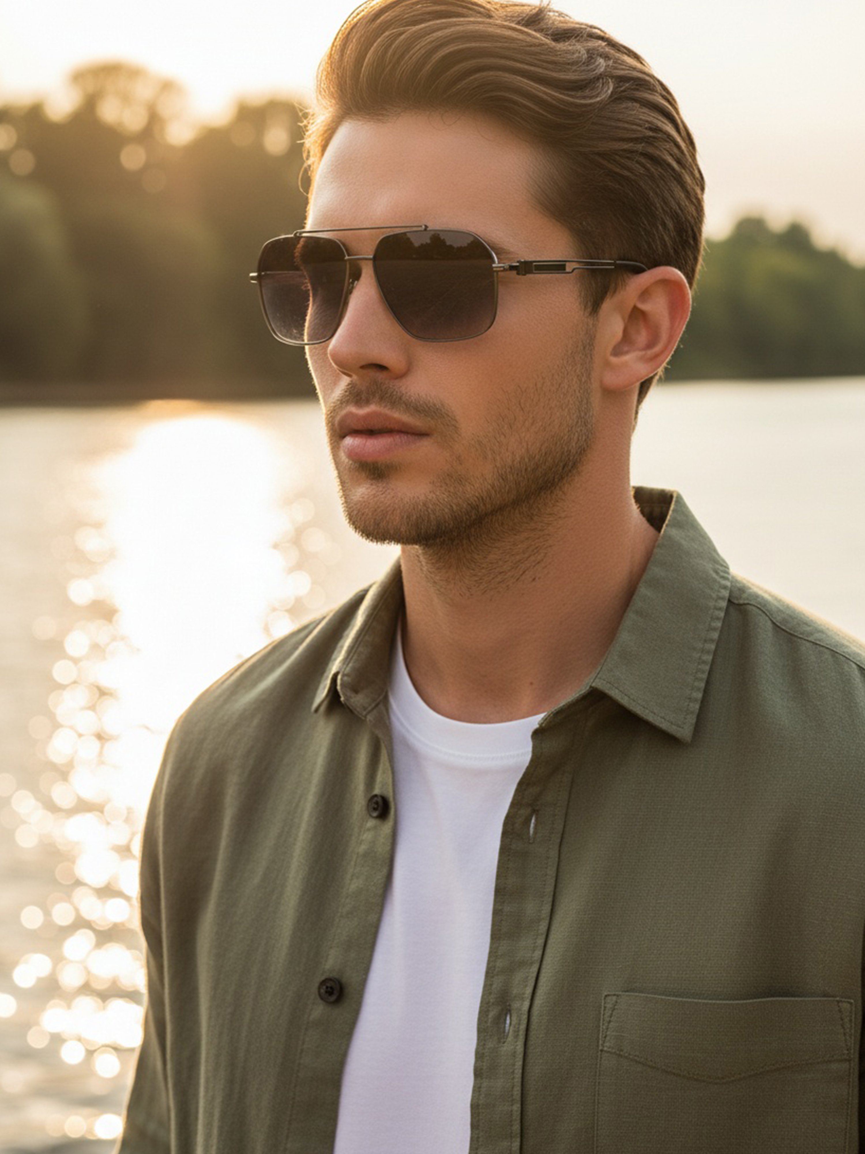Double Bridge Aviator Sunglasses
