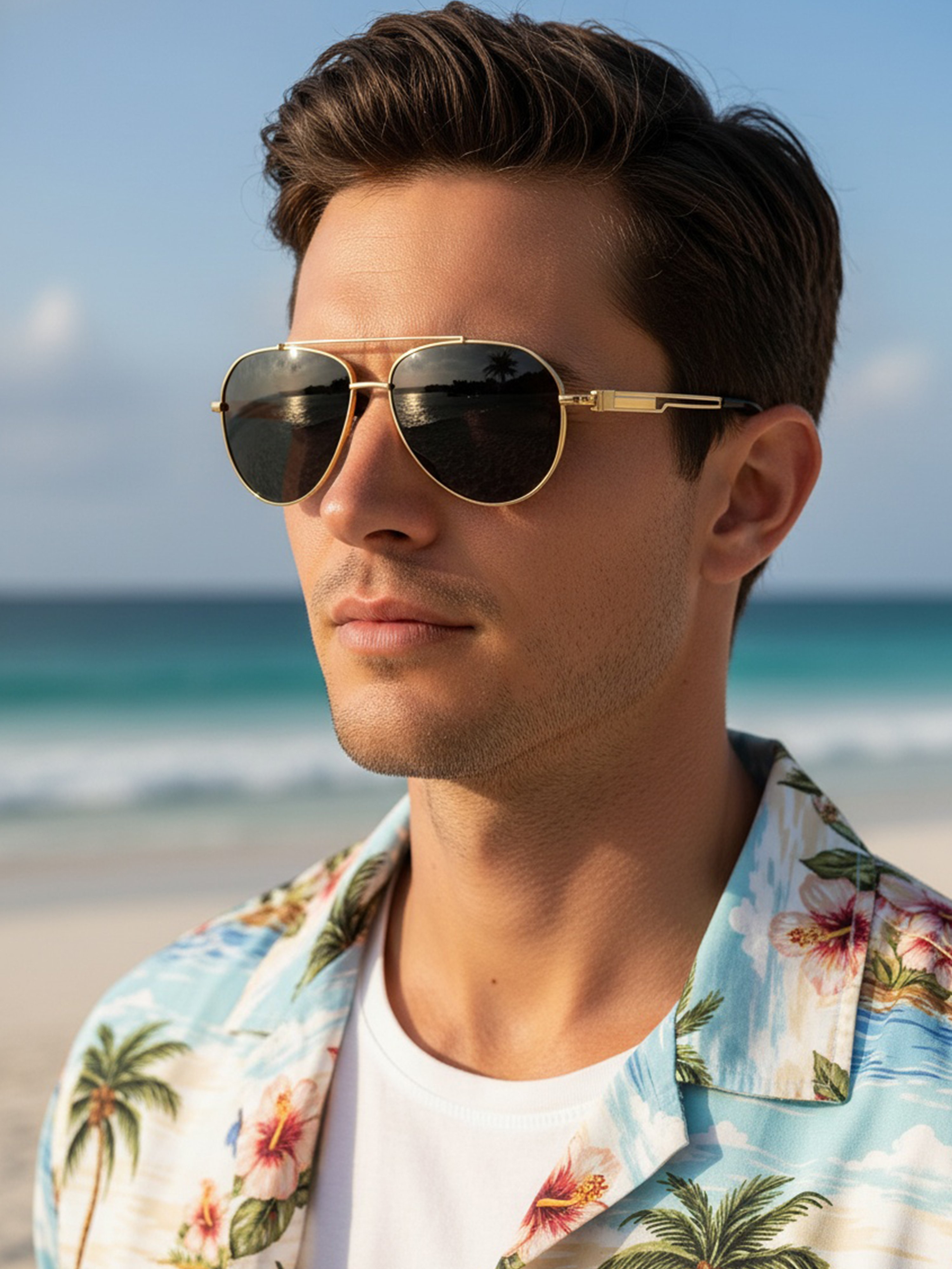 Golden Aviator Sunglasses