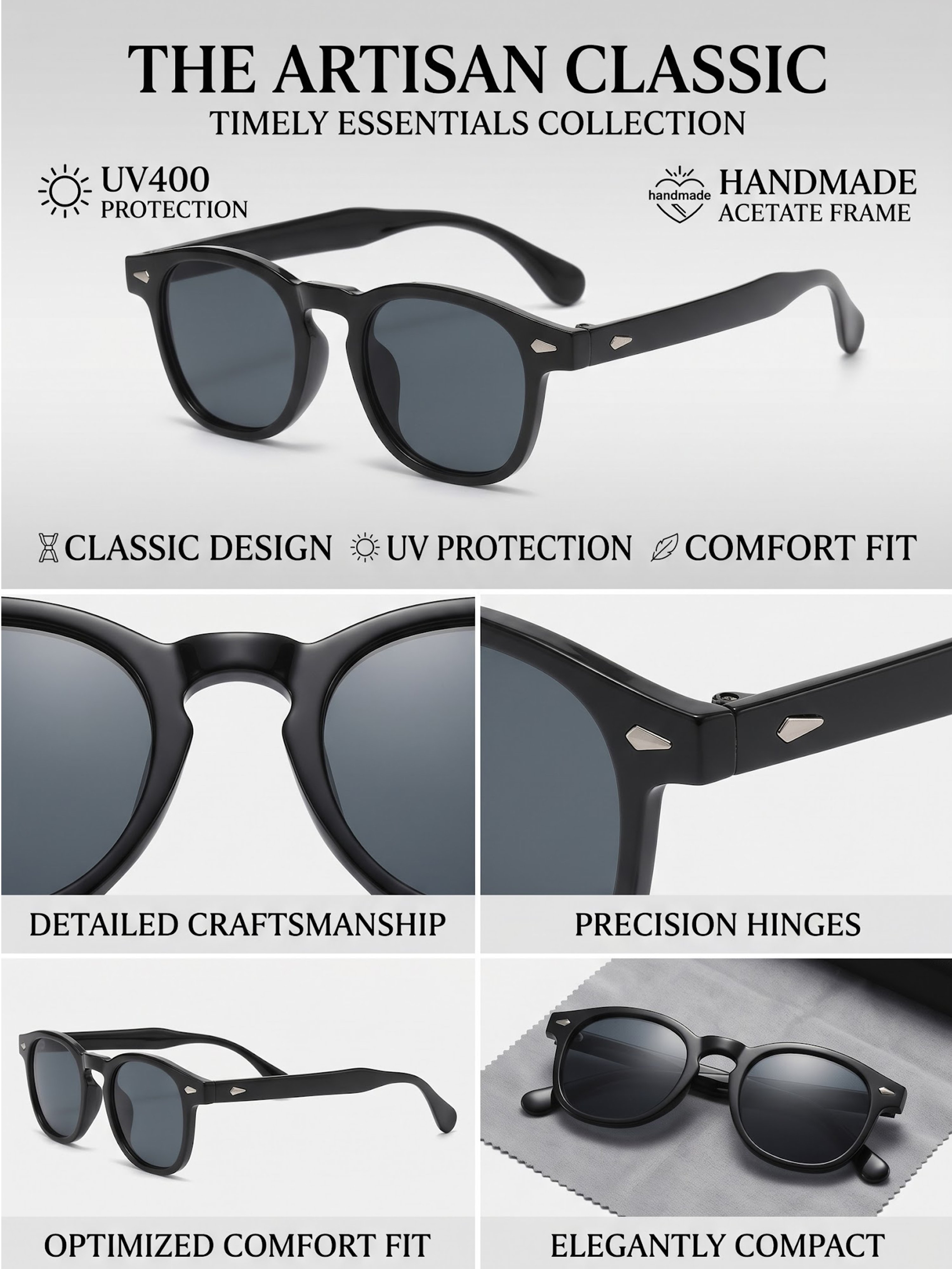 Black Round Frame Sunglasses