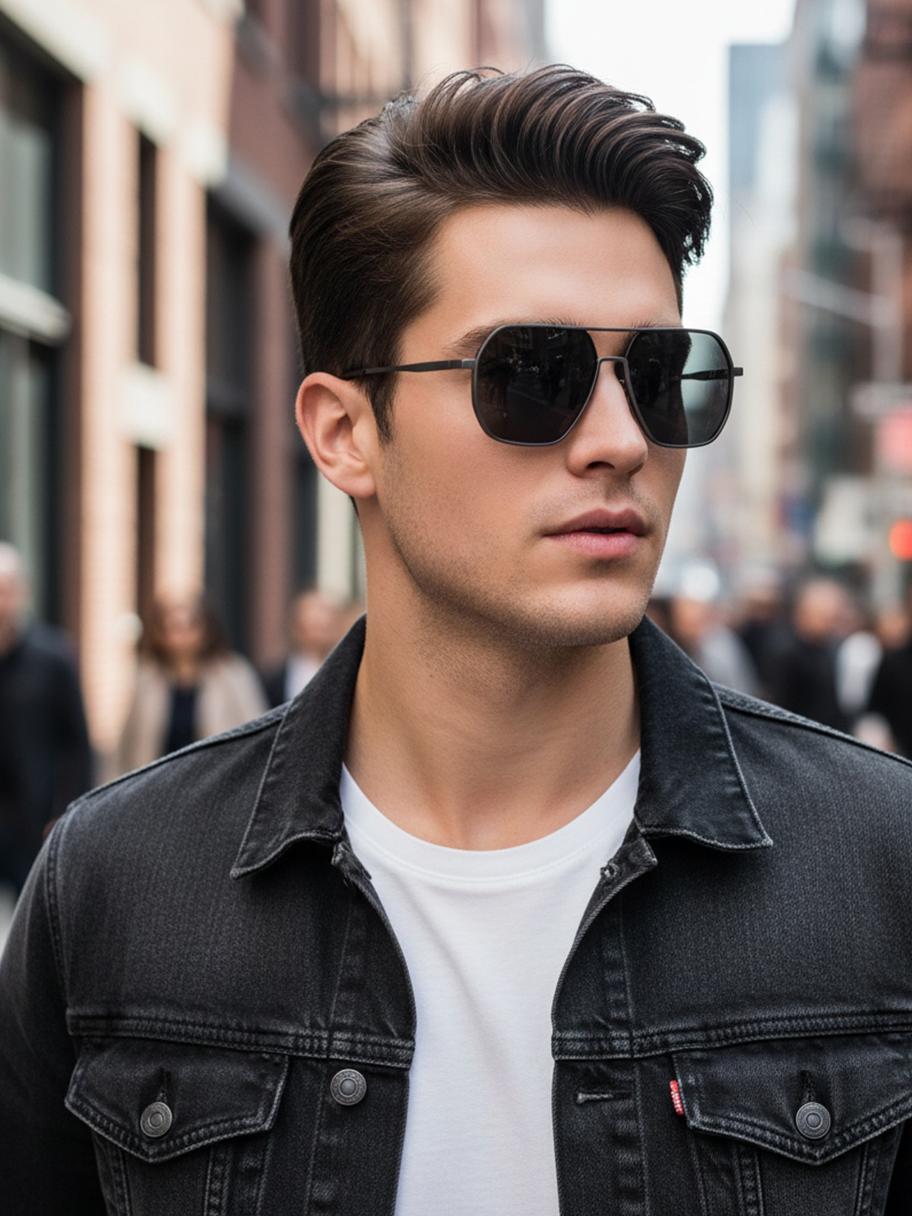 Grey Geometric Aviator Sunglasses