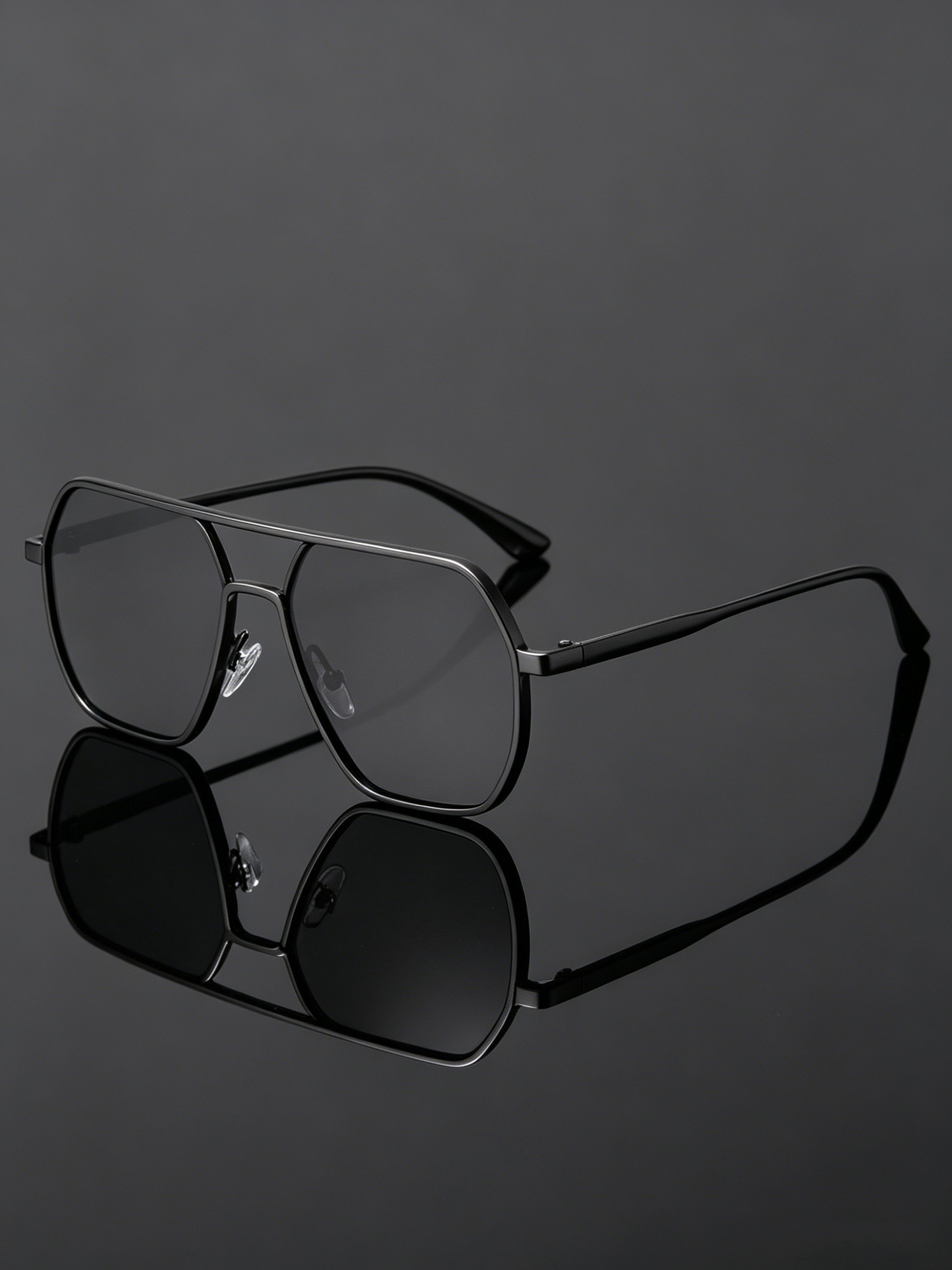 Grey Geometric Aviator Sunglasses