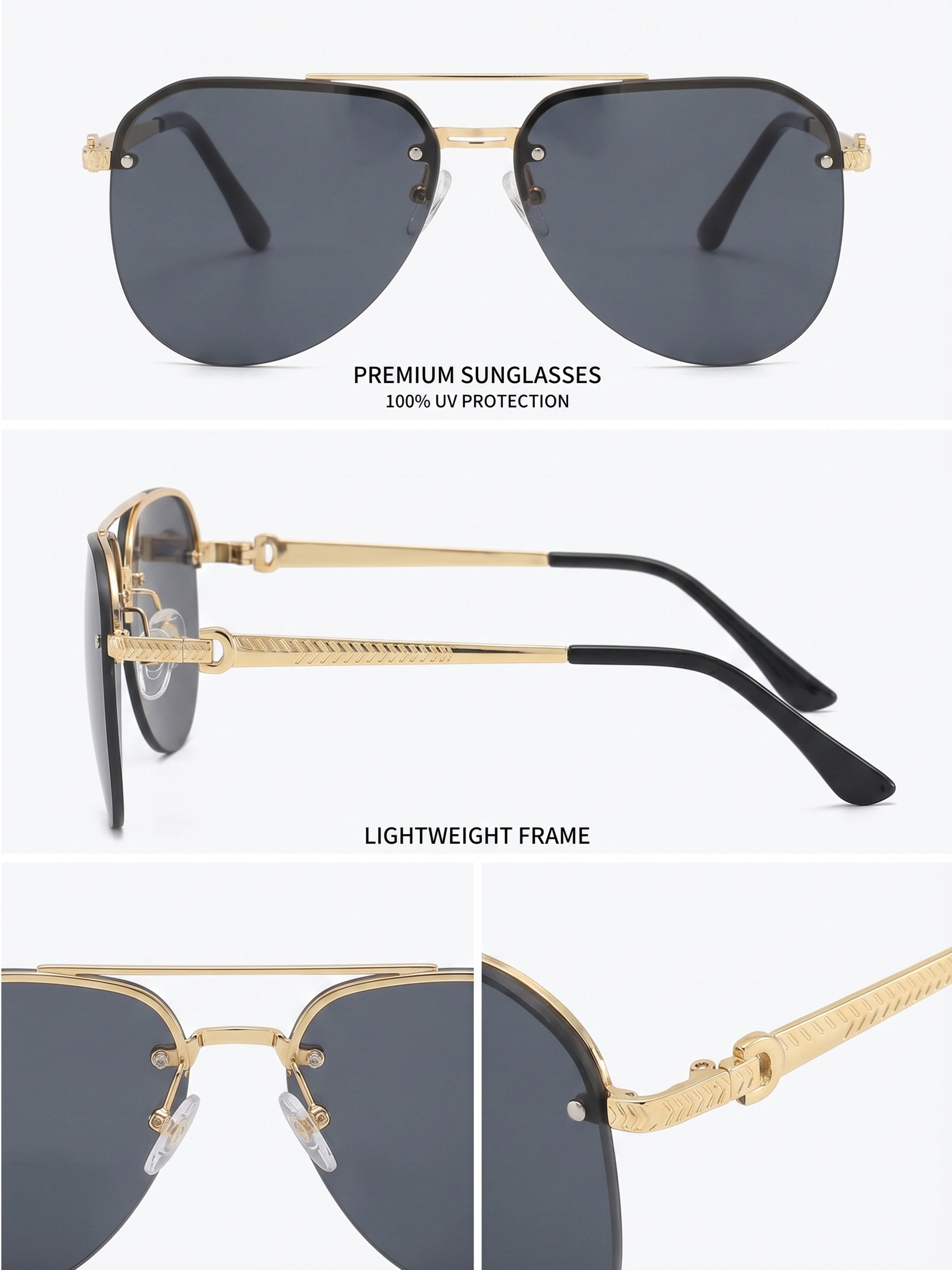 Gold Aviator Sunglasses