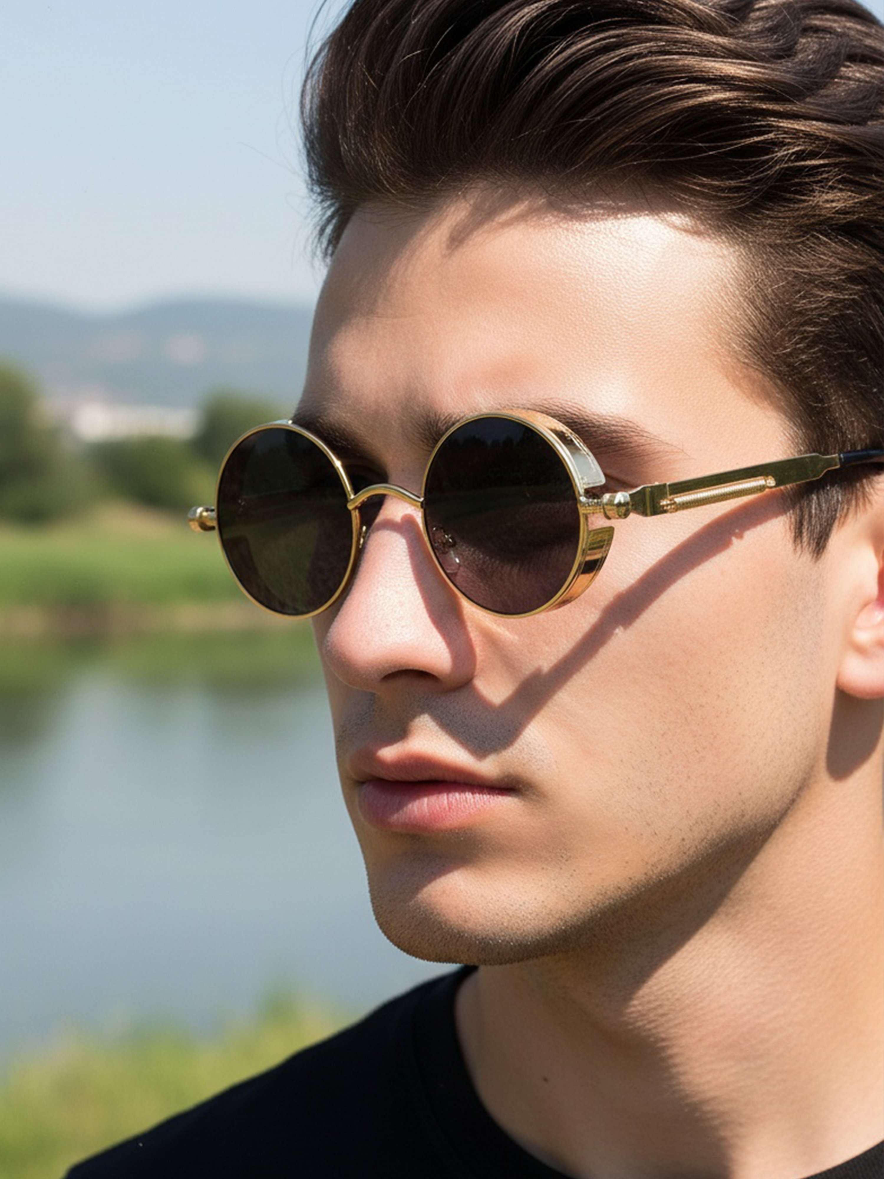Gold Round Frame Sunglasses