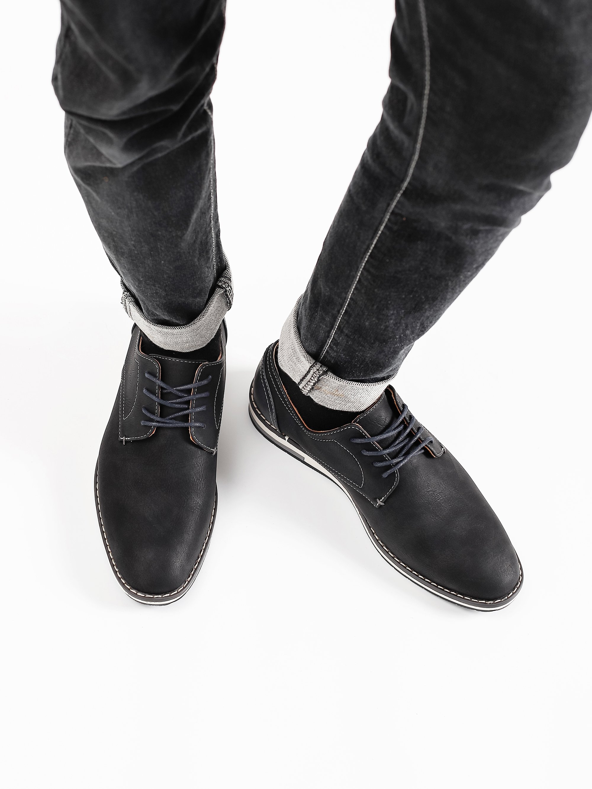 Men Black Casual Derby Shoes