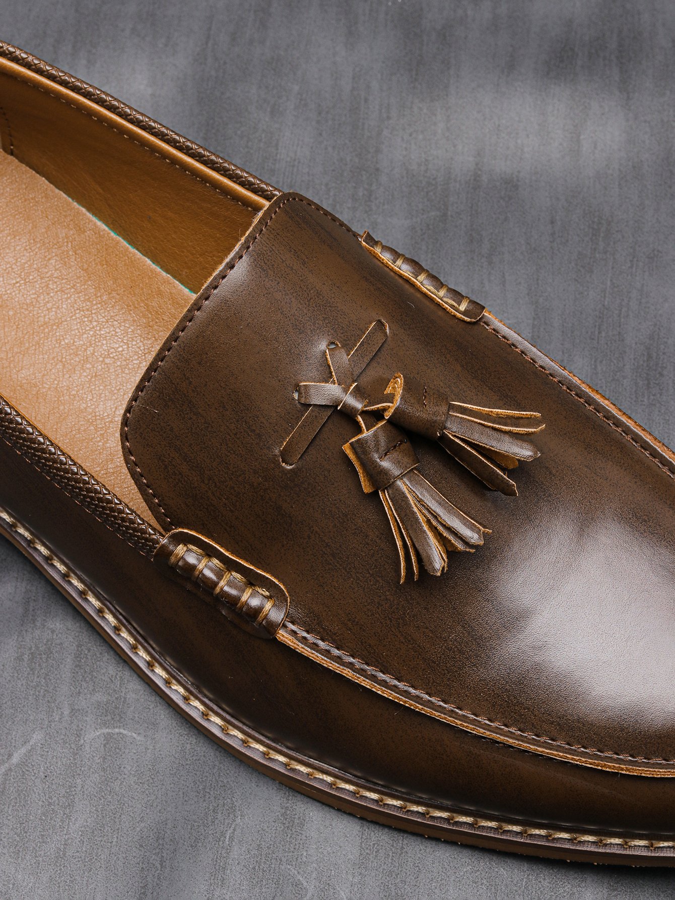 Men Coffee Brown Tassel Loafers