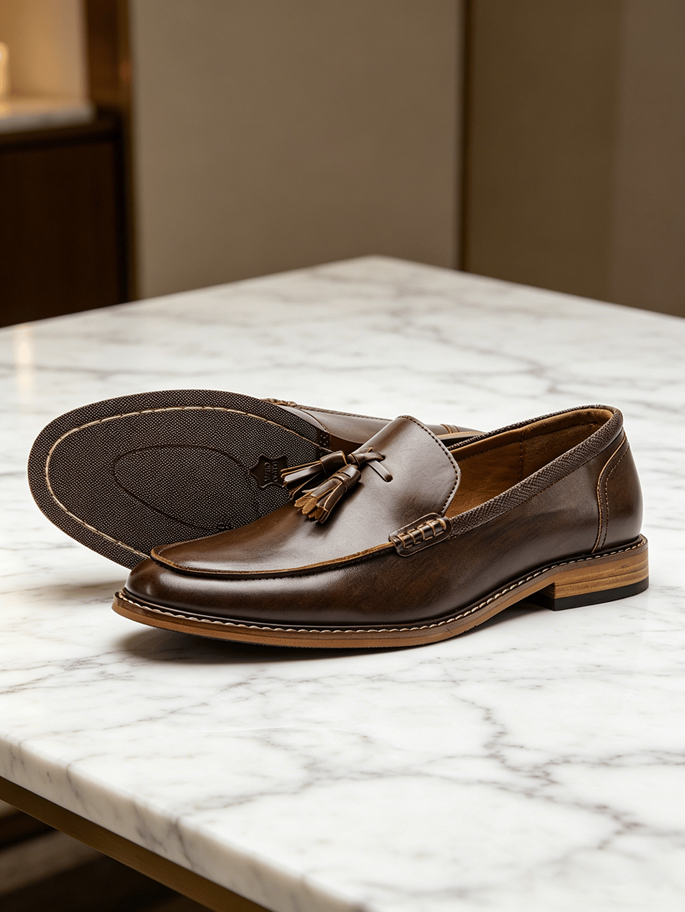 Men Coffee Brown Tassel Loafers