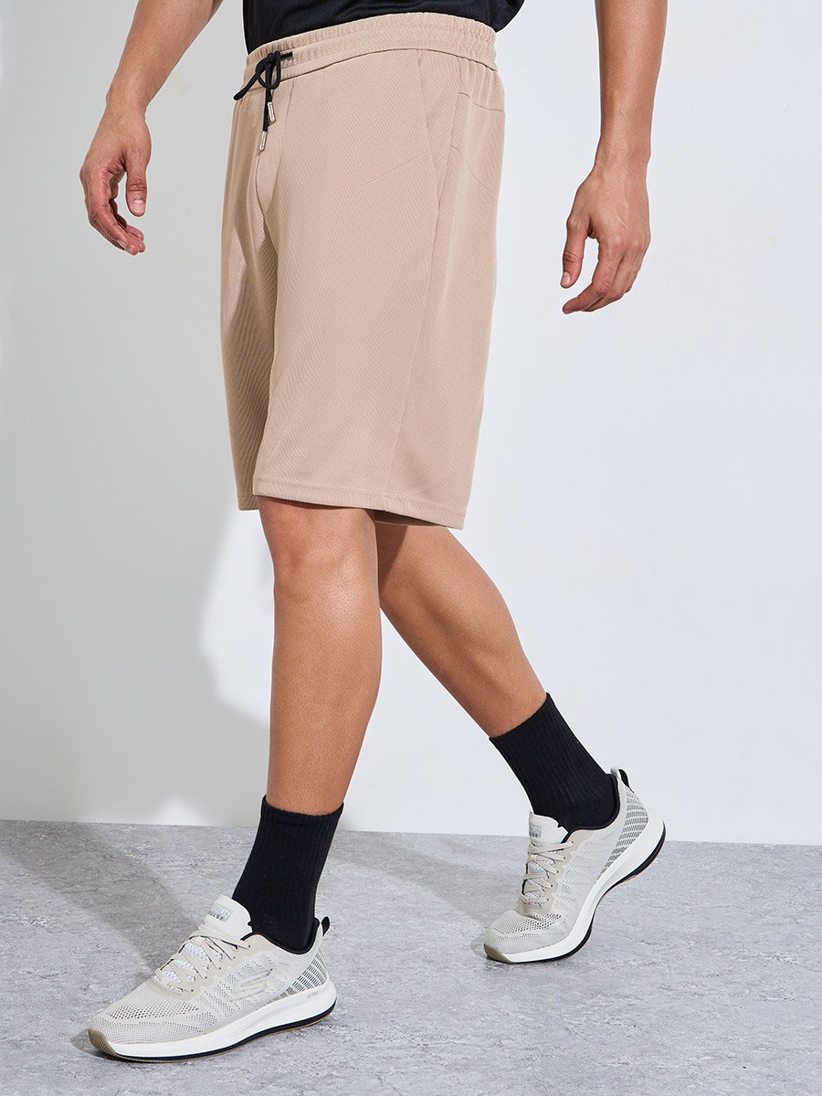 Men Khaki Training Shorts with Side Pocket