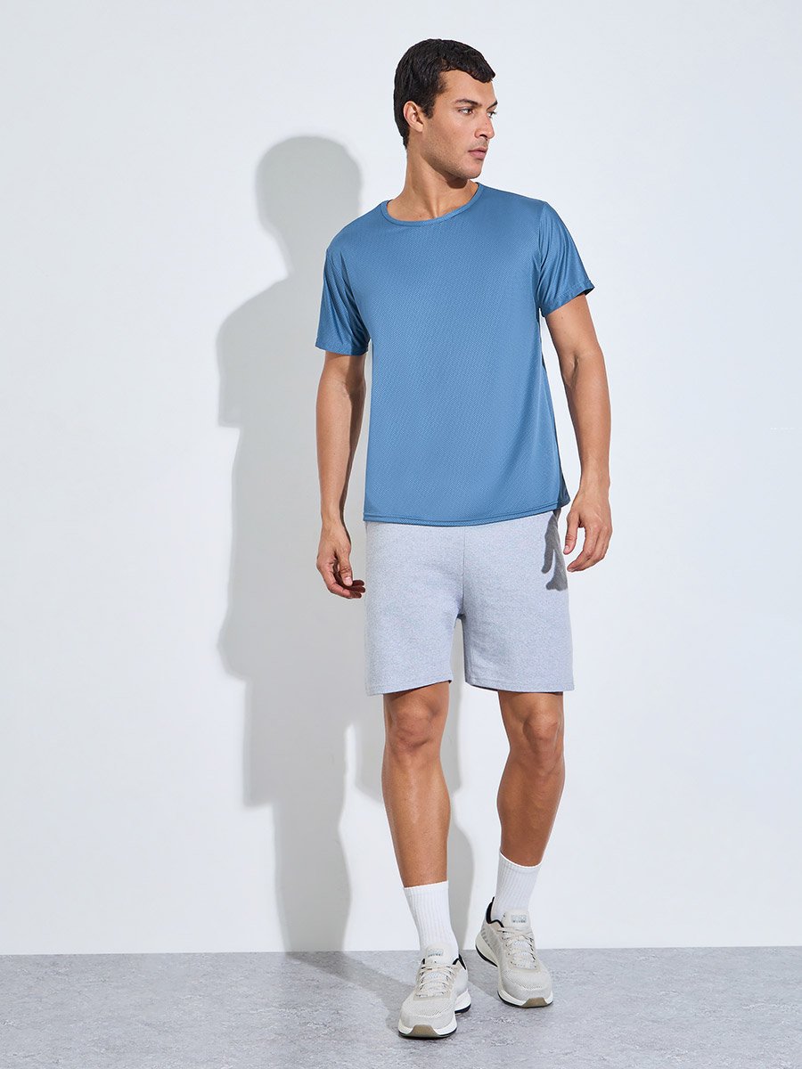 Men Blue Regular Fit Activewear T-Shirt