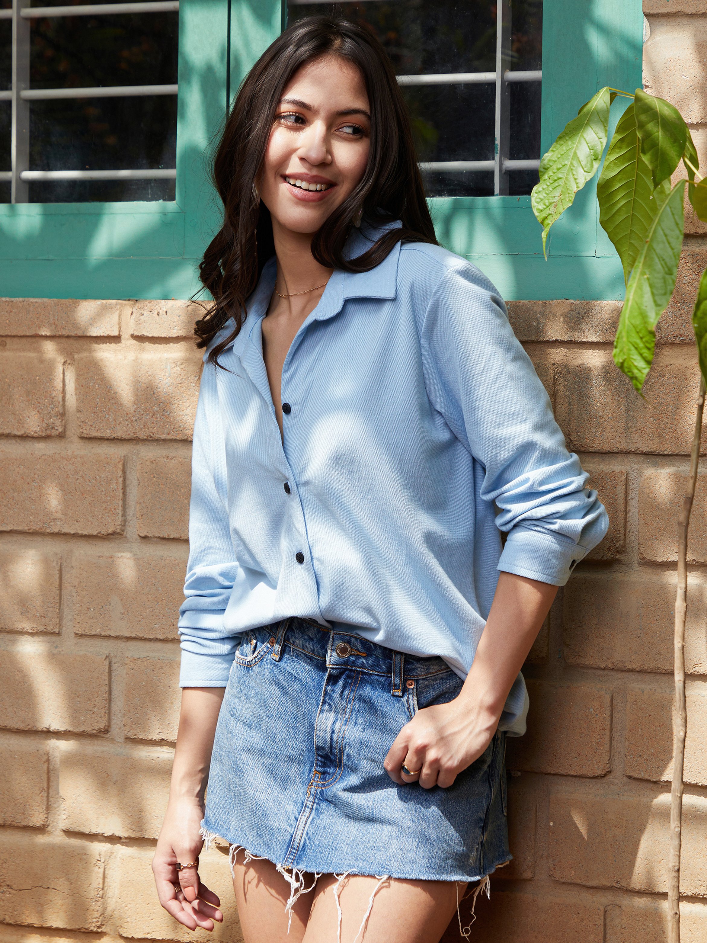 Sky Blue Canvas Relaxed Shirt