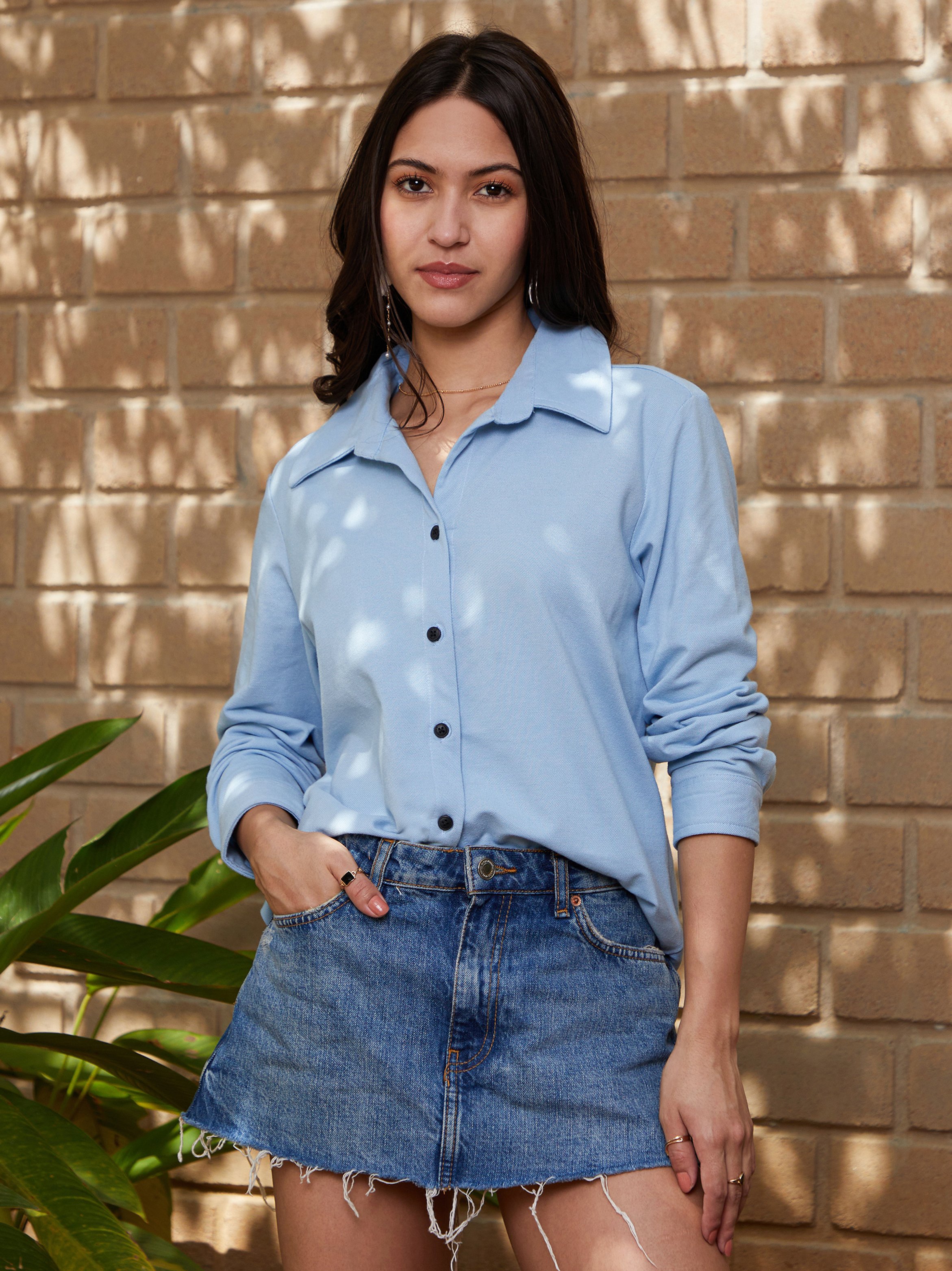 Sky Blue Canvas Relaxed Shirt