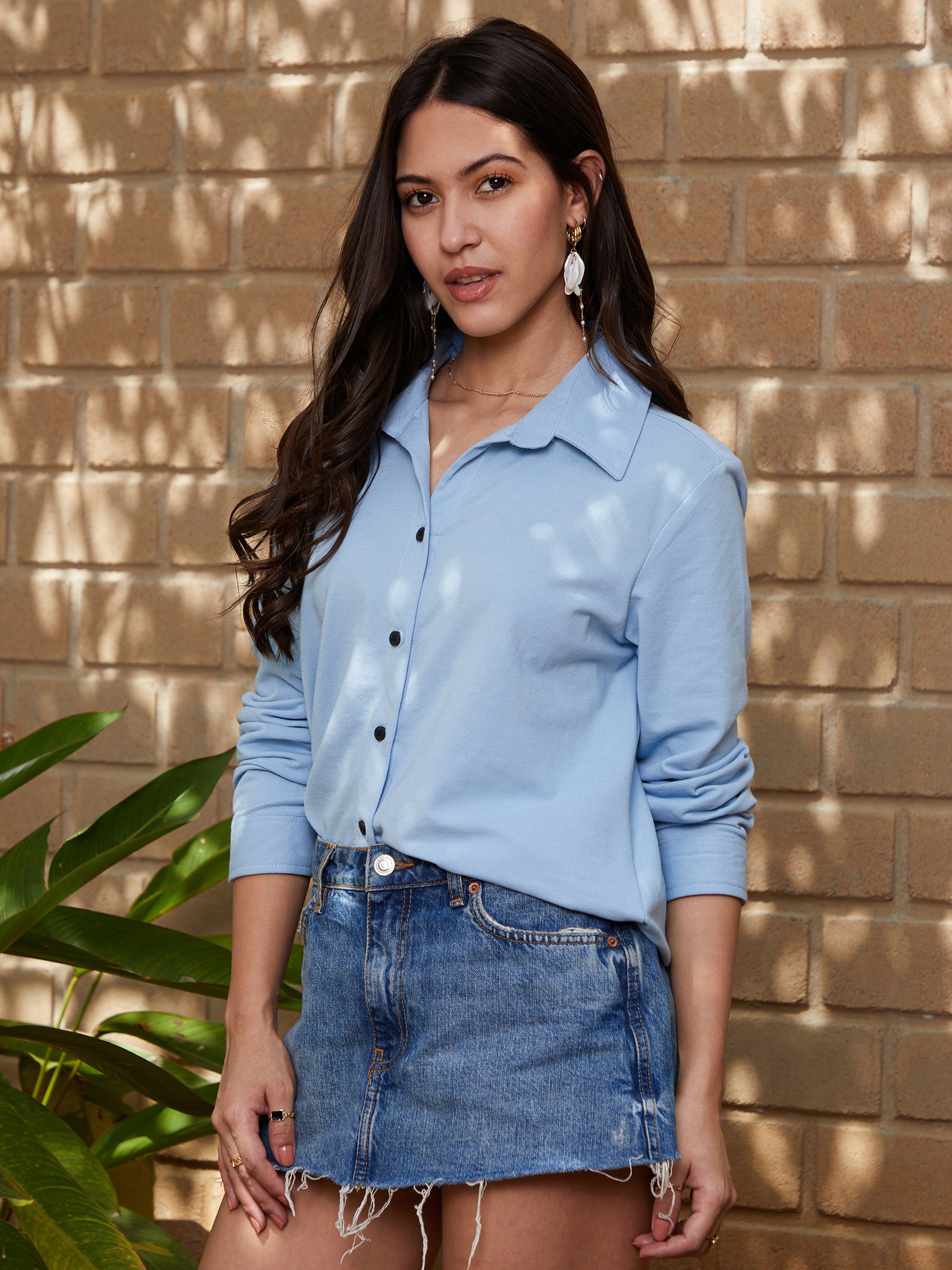 Sky Blue Canvas Relaxed Shirt