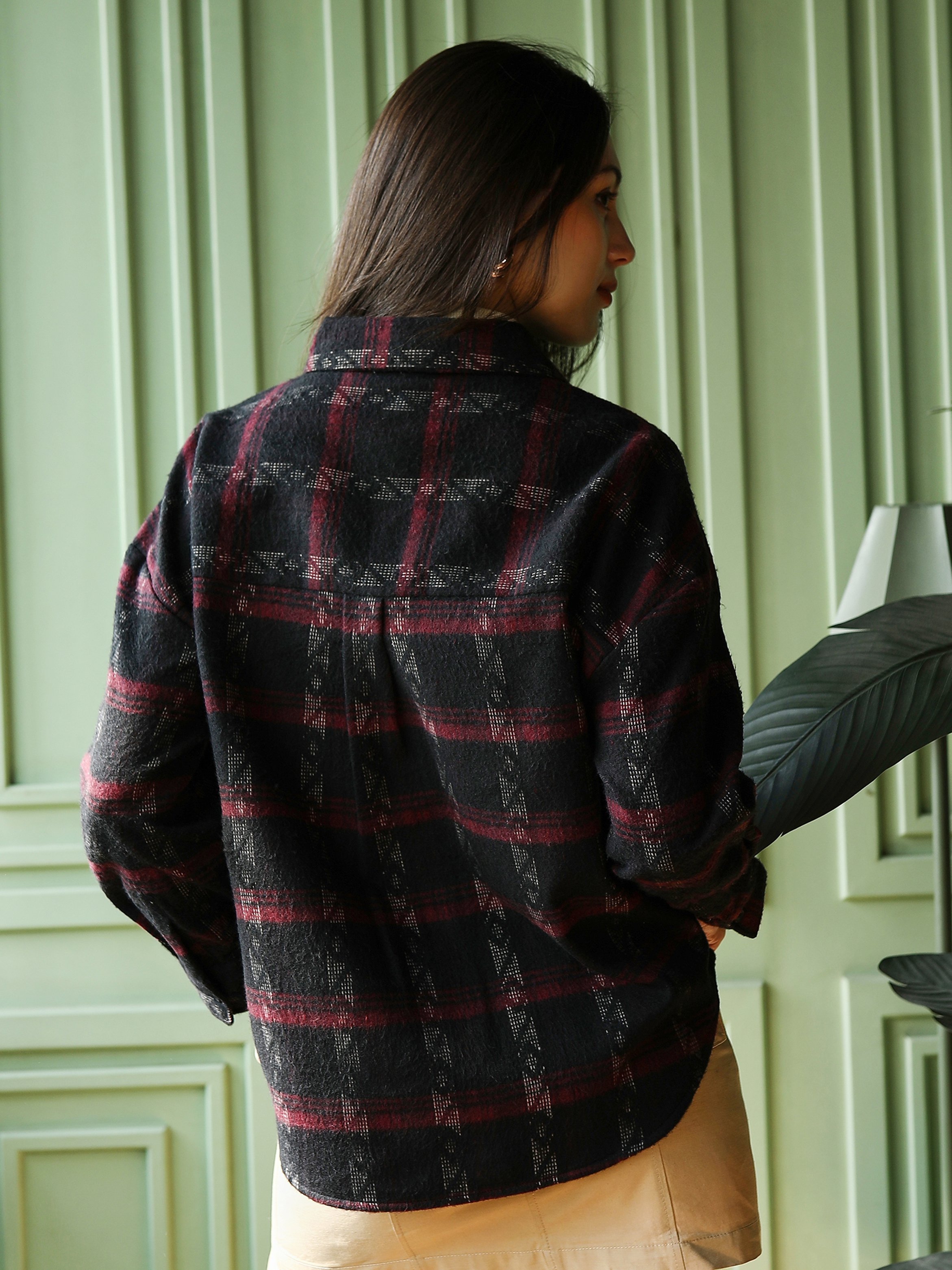 Plaid Long Sleeve Oversized Shirt