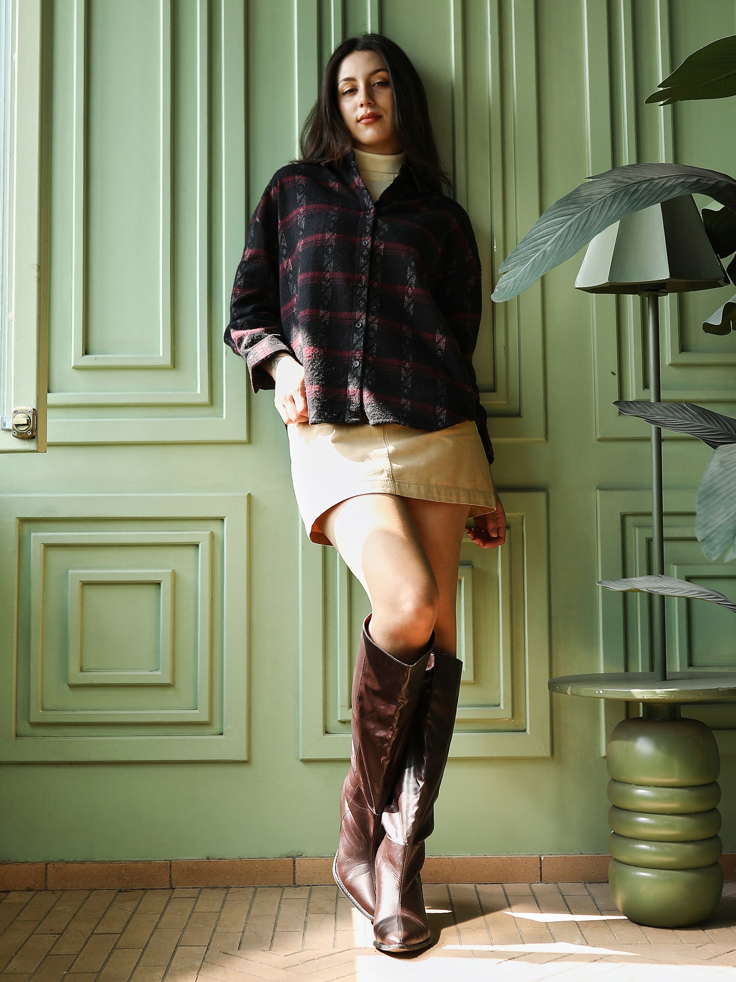 Plaid Long Sleeve Oversized Shirt