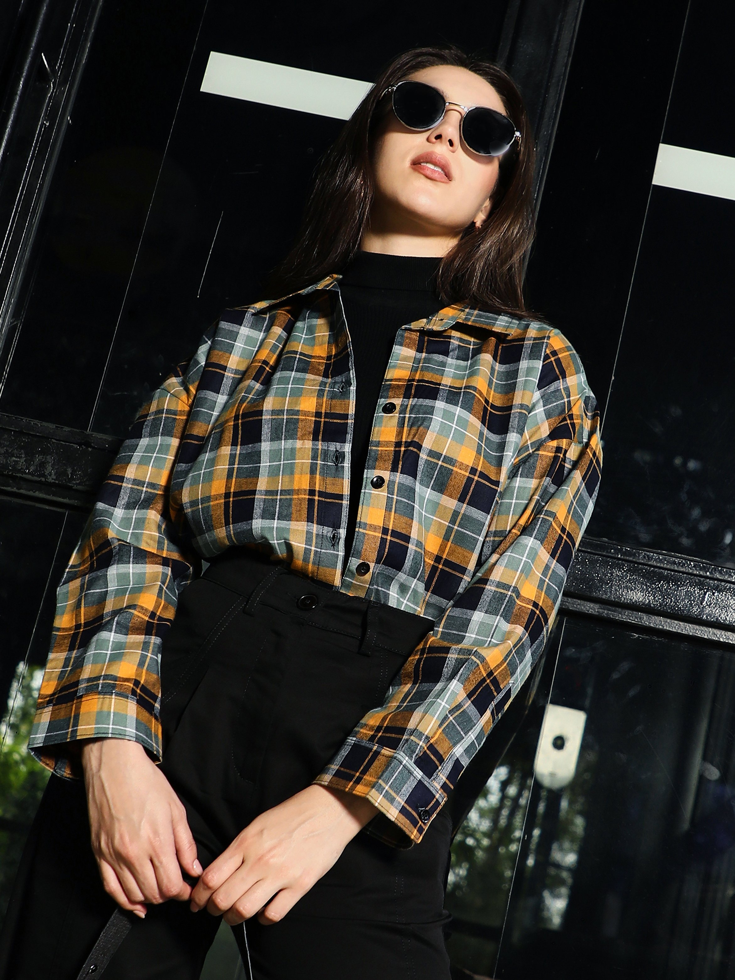 Plaid Oversized Long Sleeve Shirt