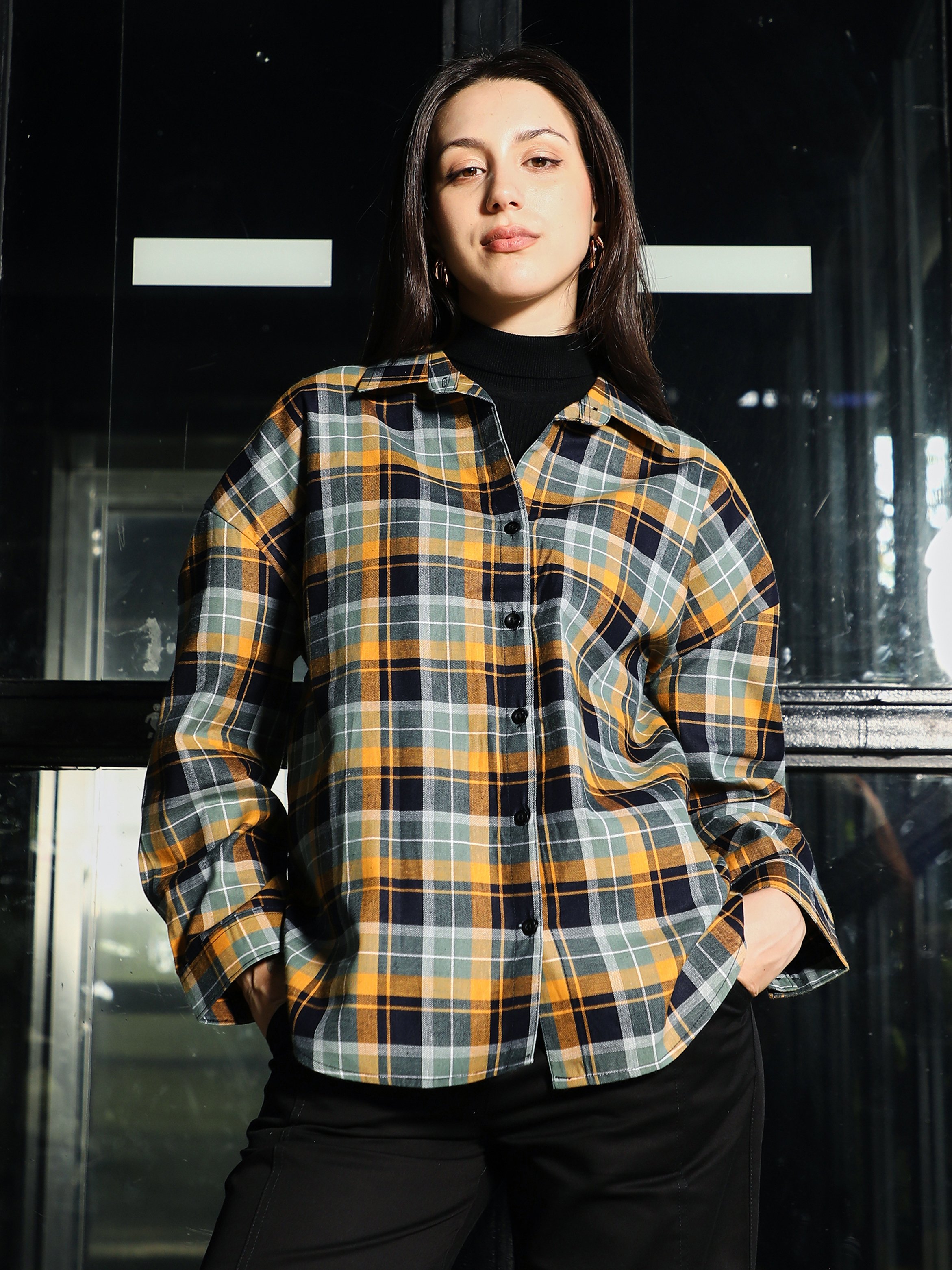 Plaid Oversized Long Sleeve Shirt
