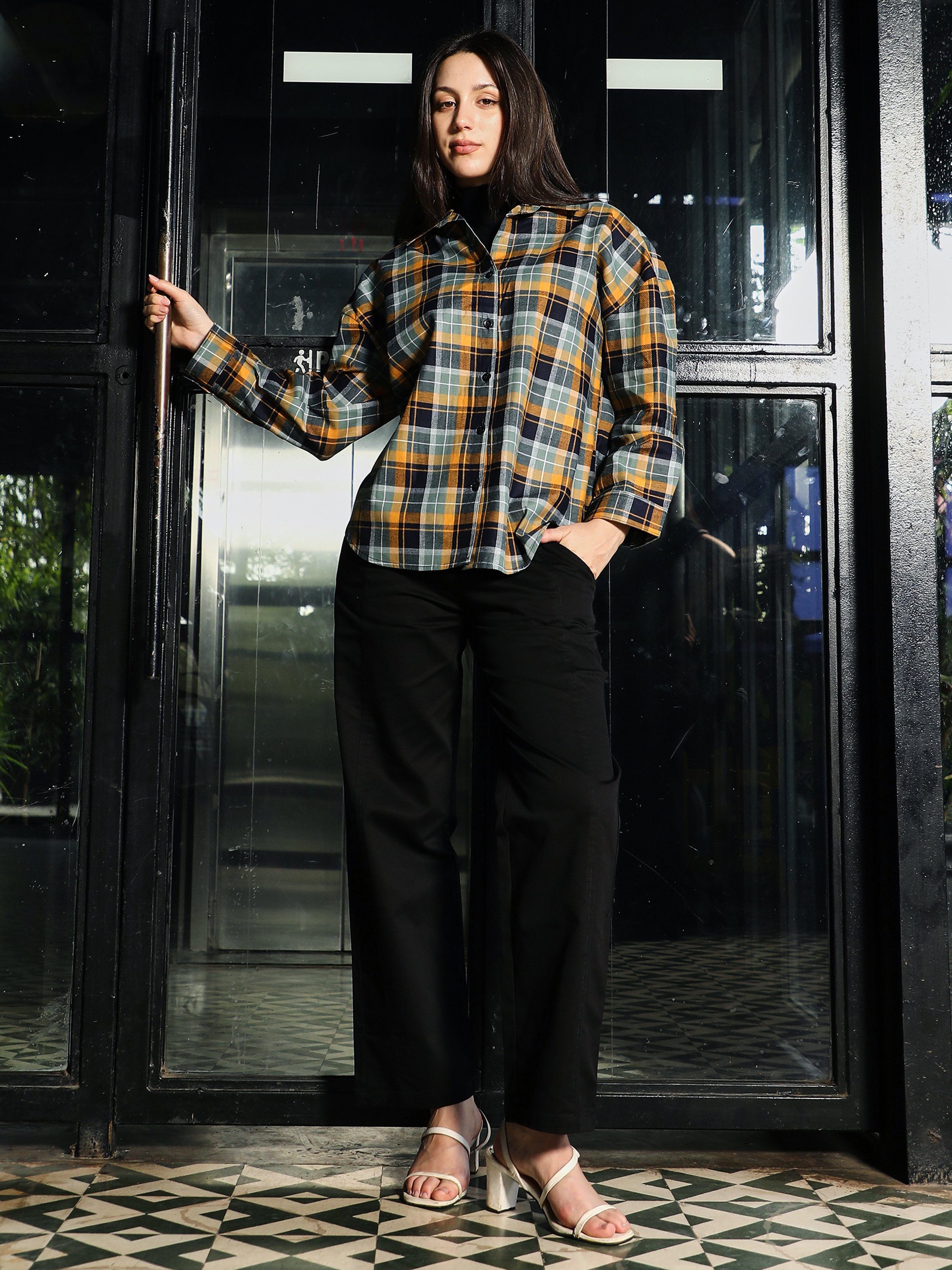 Plaid Oversized Long Sleeve Shirt