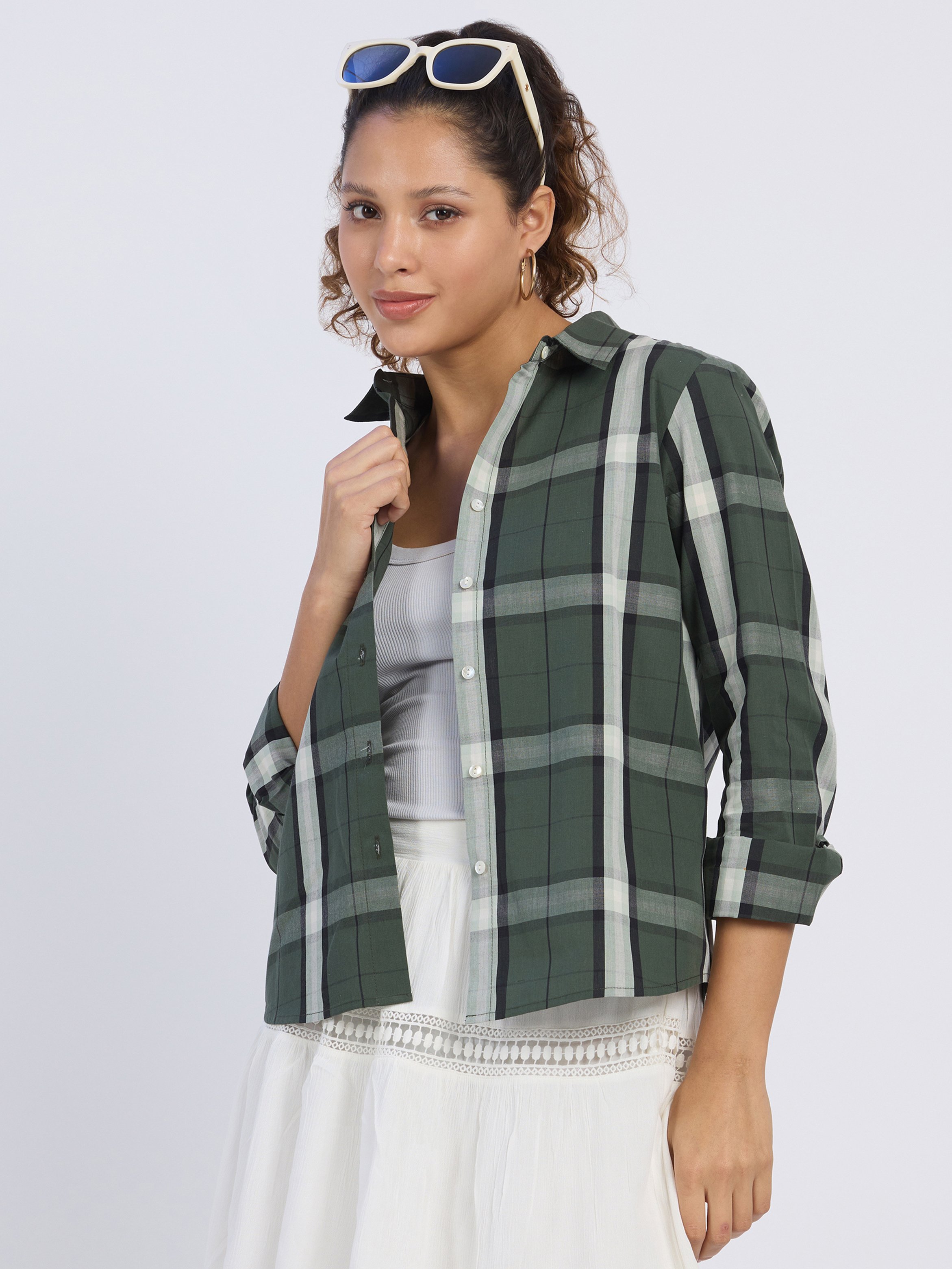 Green Tartan Plaid Long Sleeve Shirt