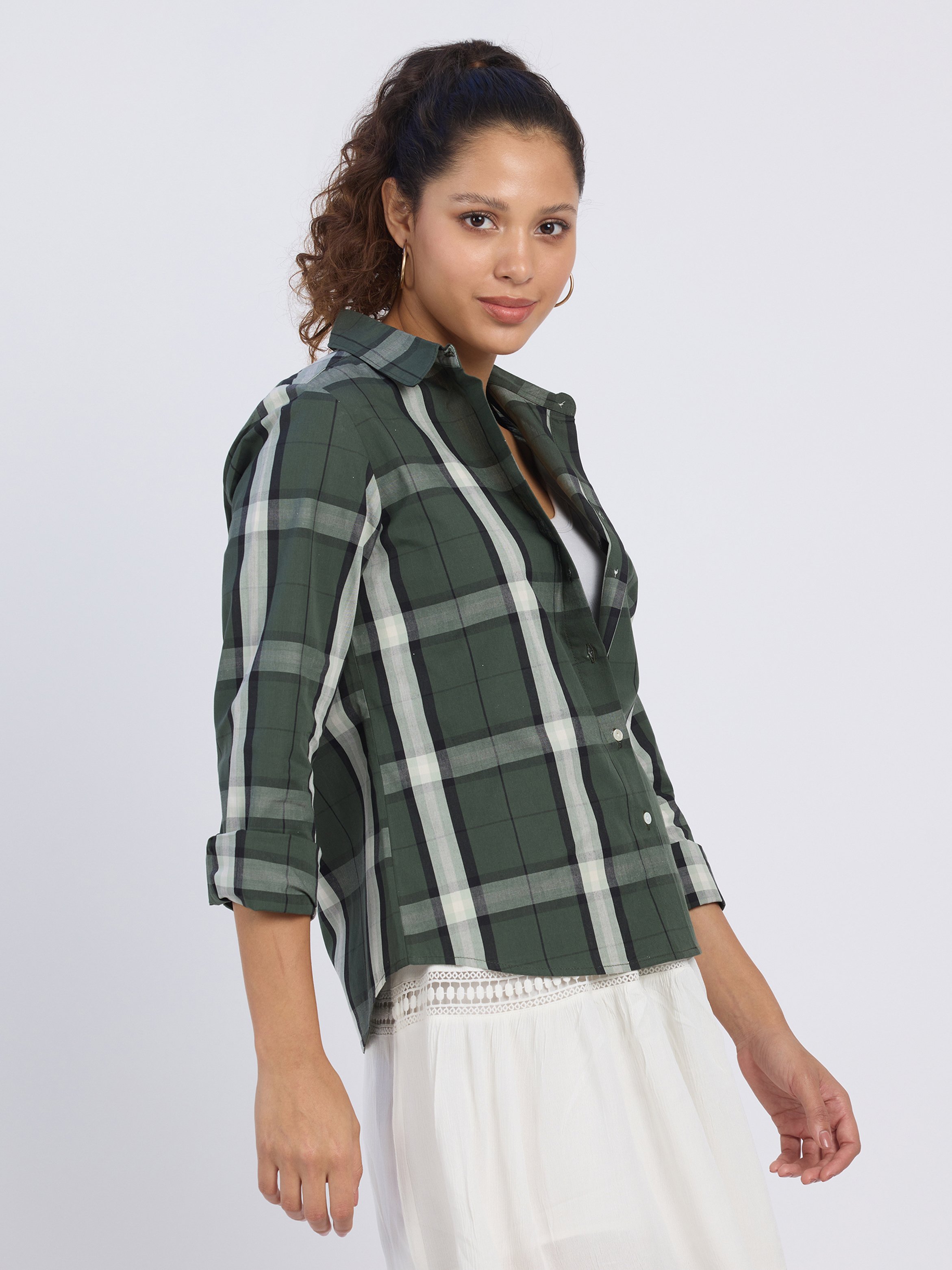 Green Tartan Plaid Long Sleeve Shirt