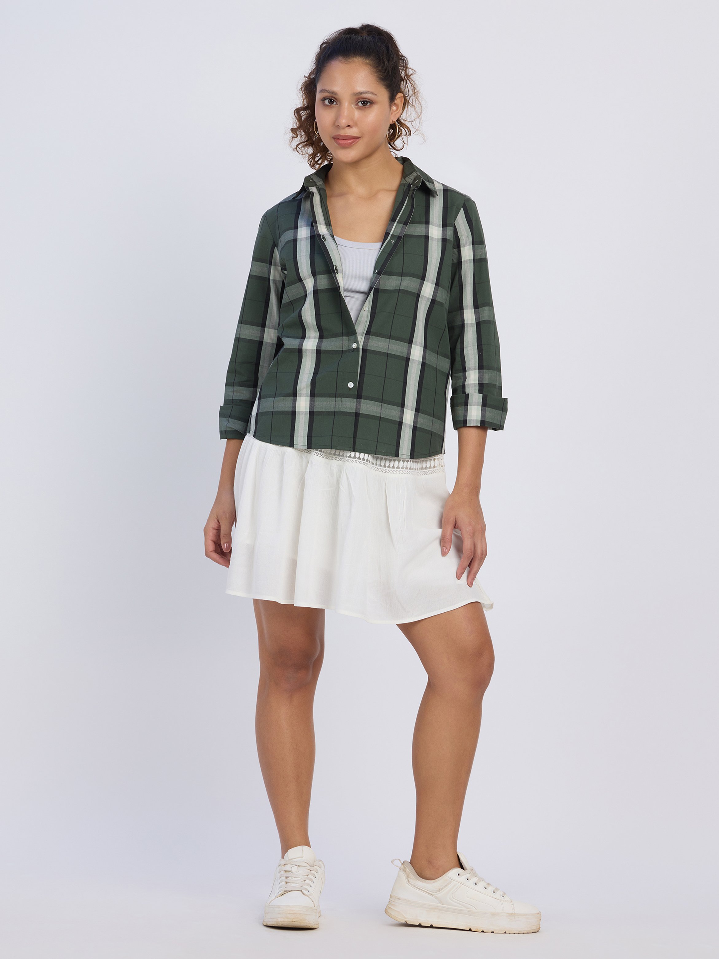 Green Tartan Plaid Long Sleeve Shirt