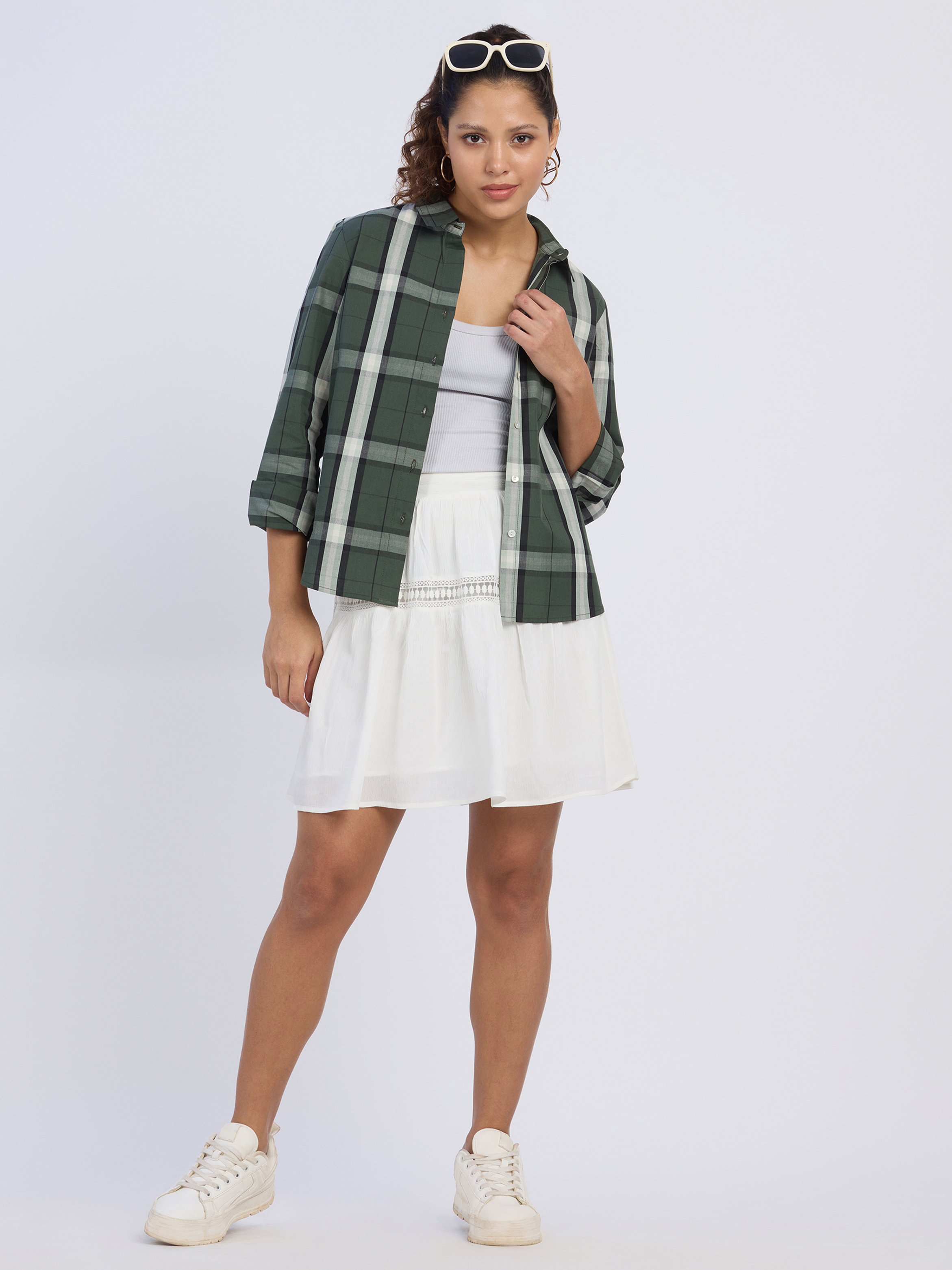 Green Tartan Plaid Long Sleeve Shirt