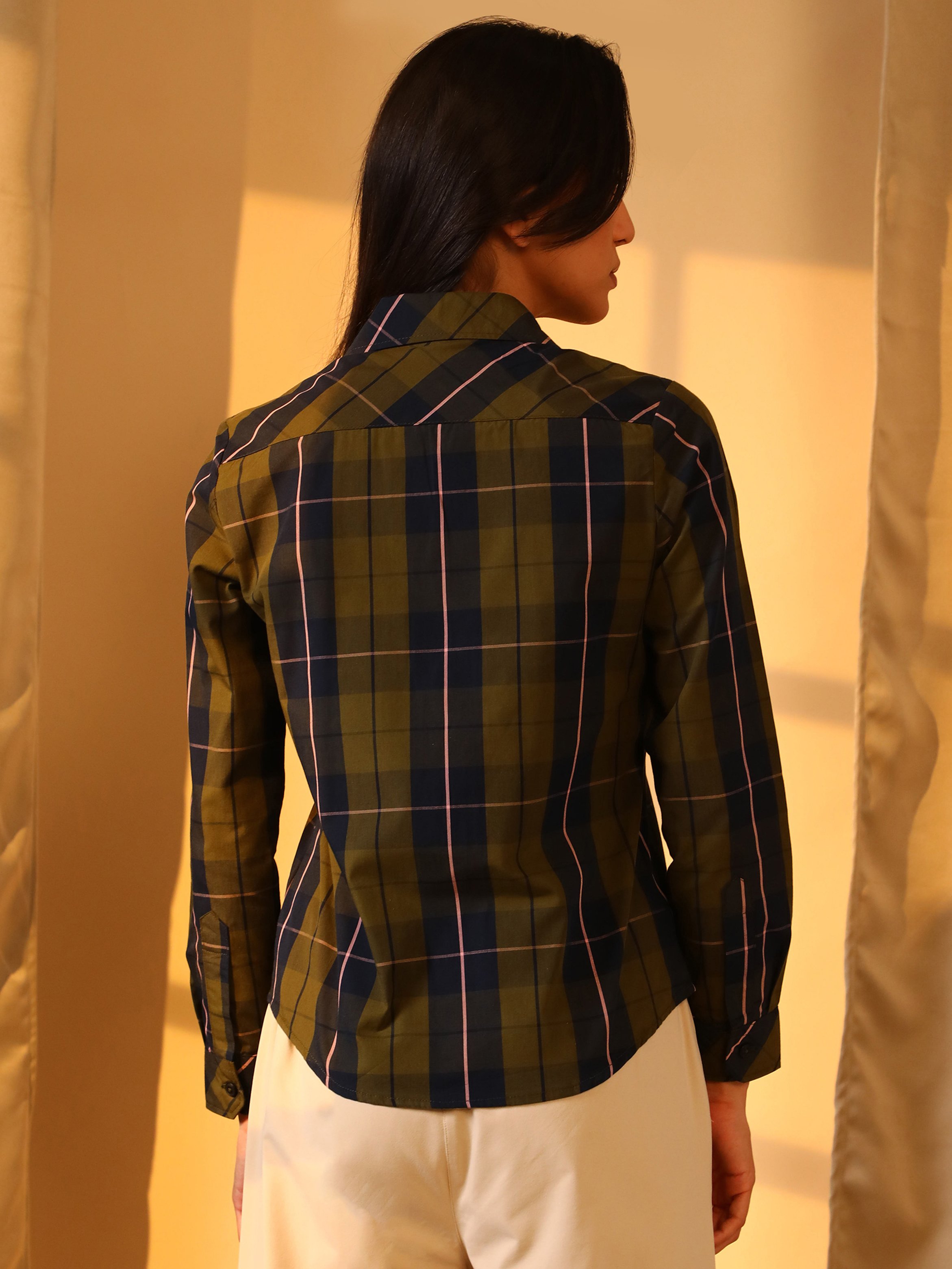 Plaid Long Sleeve Boxy Shirt