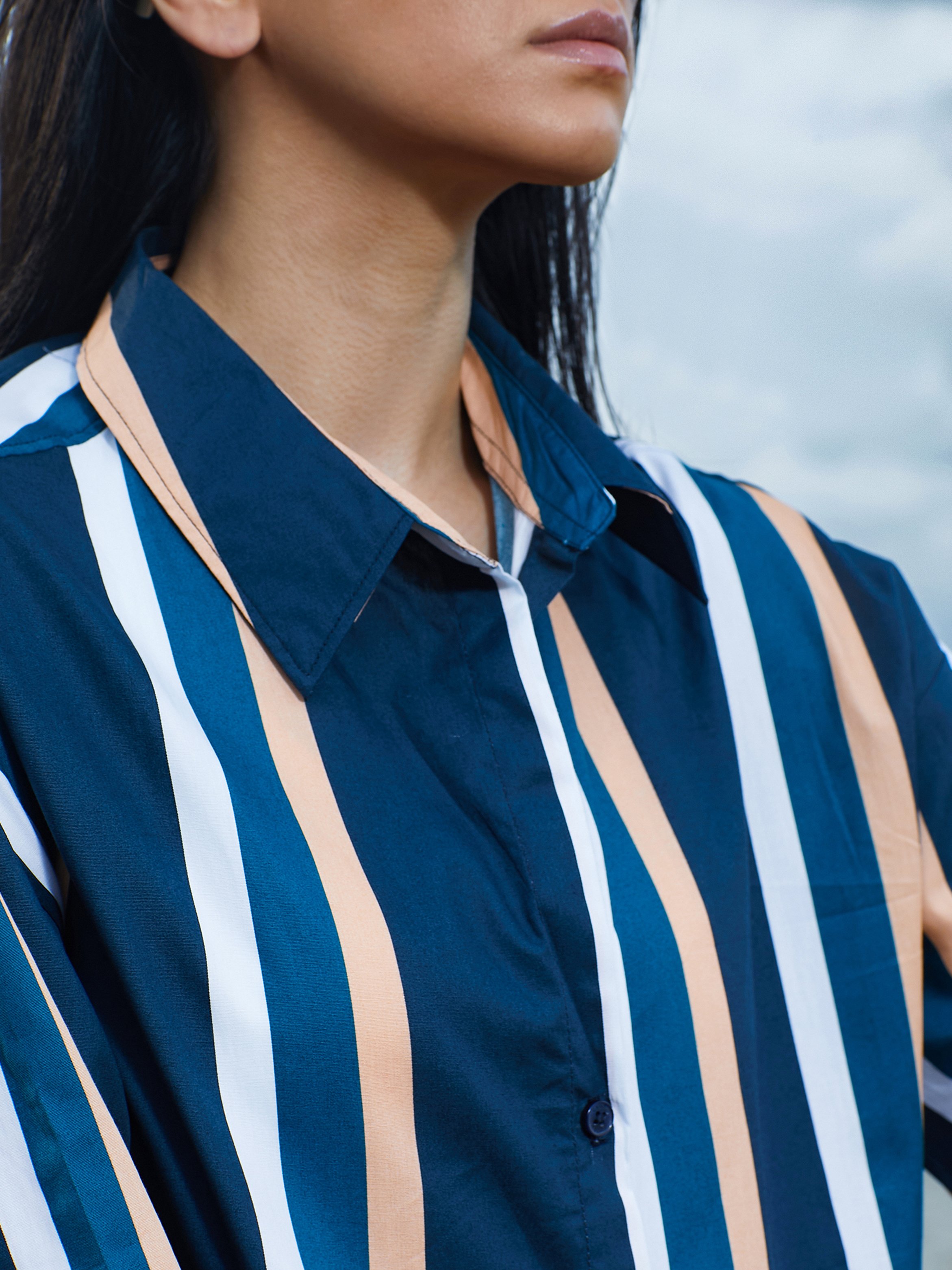 Blue Striped Oversized Shirt