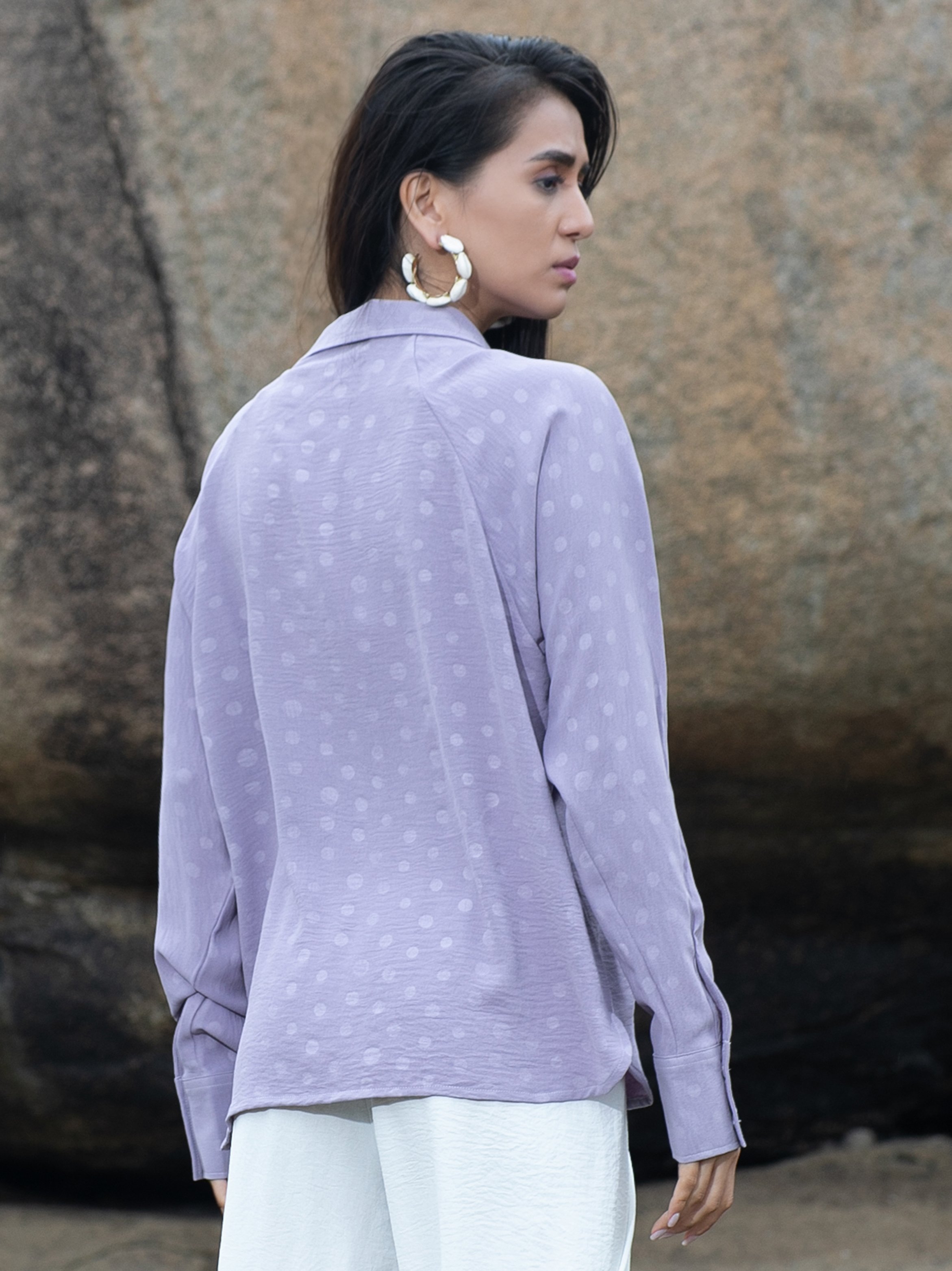 Lilac Polka Dot Textured Shirt