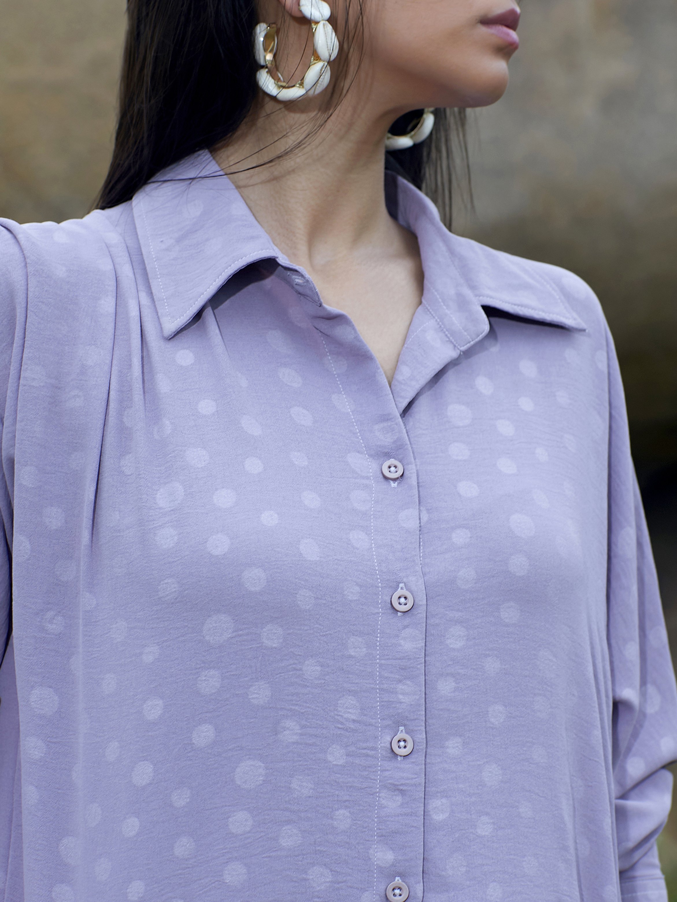 Lilac Polka Dot Textured Shirt